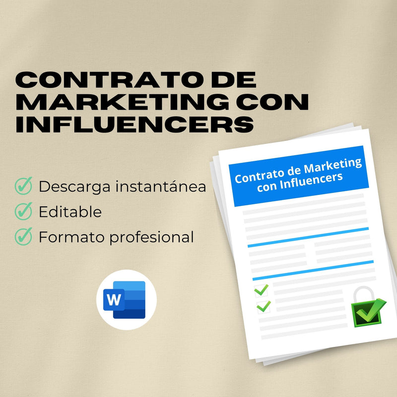Contrato de Marketing con Influencers – Plantilla Editable en Word
