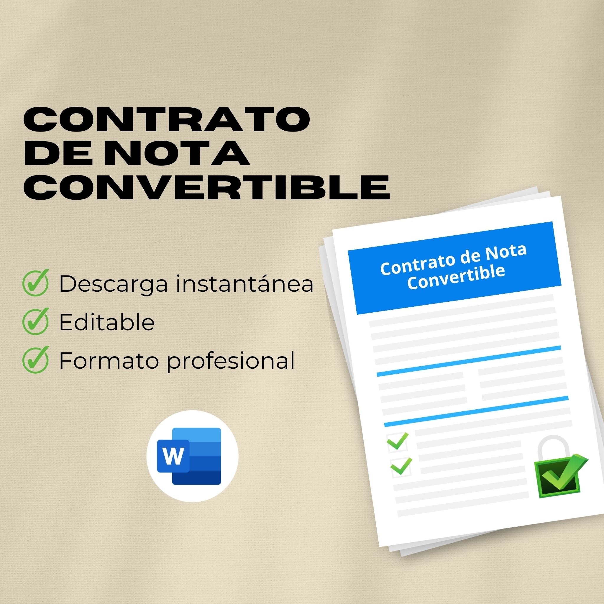 Contrato de Nota Convertible – Plantilla Editable en Word