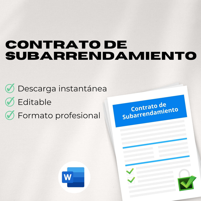 Contrato de Subarrendamiento – Plantilla Editable en Word