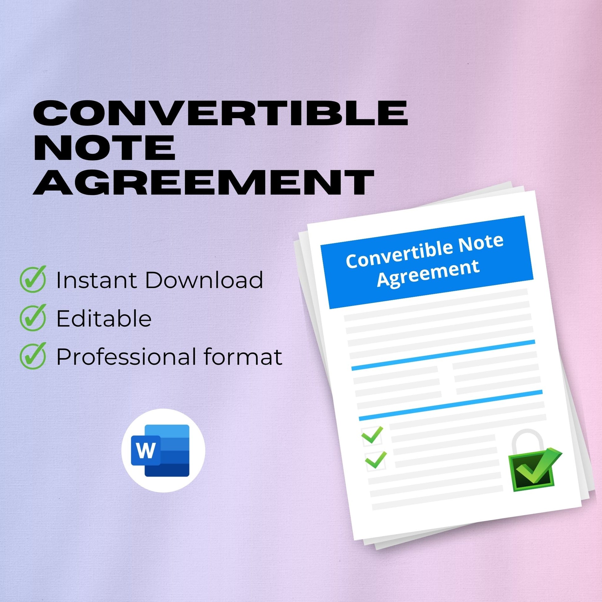 Convertible Loan/Note (EU-Friendly) Template – Editable Word Contract