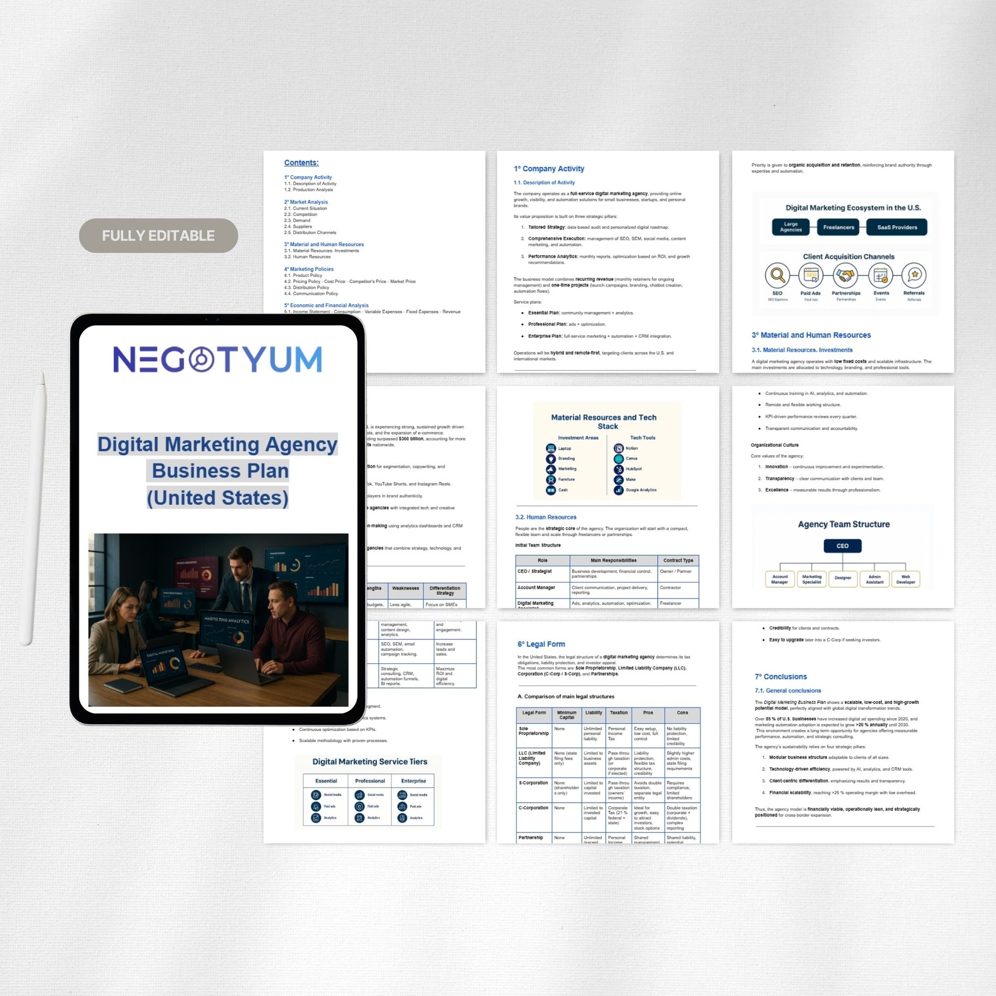 Digital Marketing Agency Business Plan Template – Editable Word & Excel