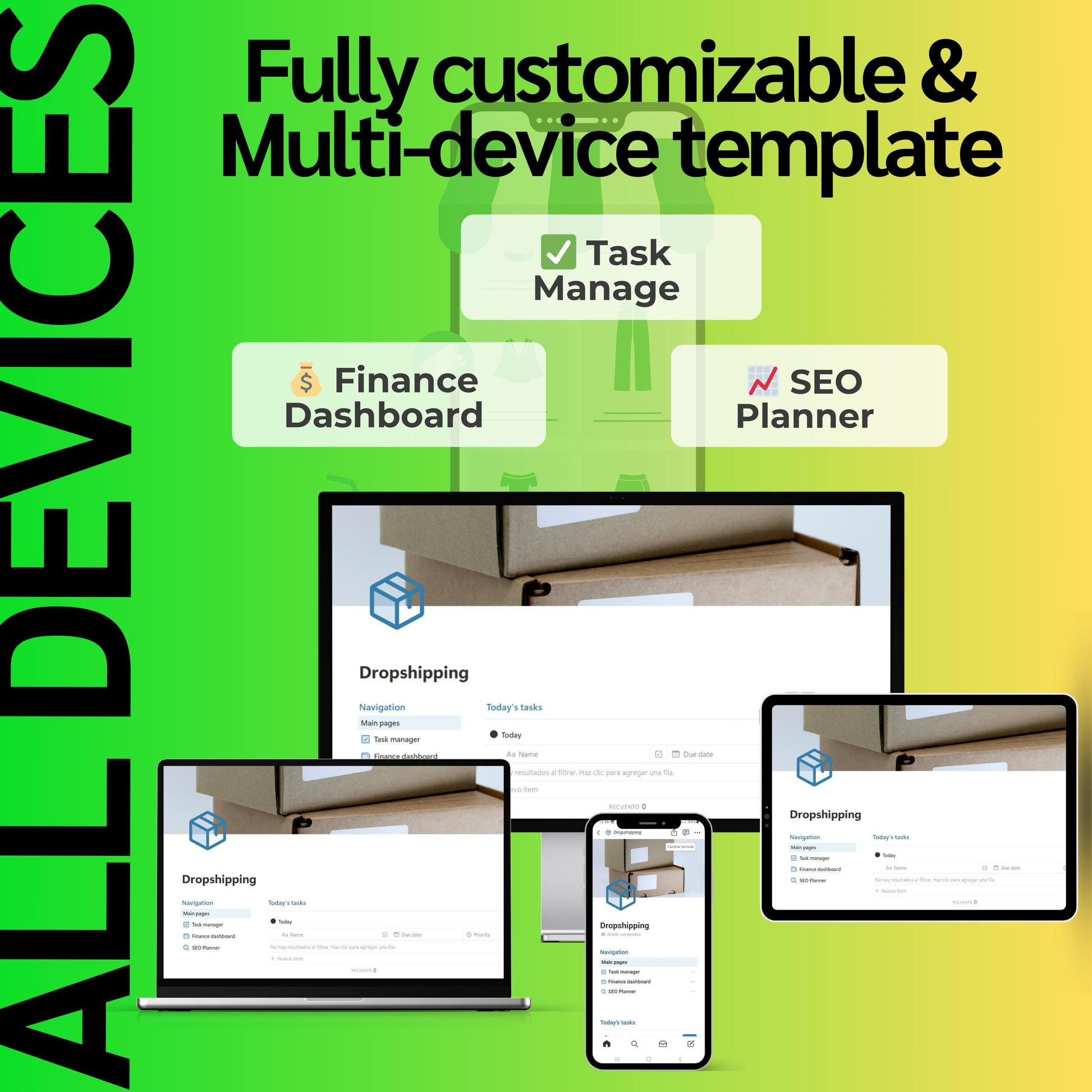 Dropshipping Notion Template | E-commerce Planner & SEO Tracker