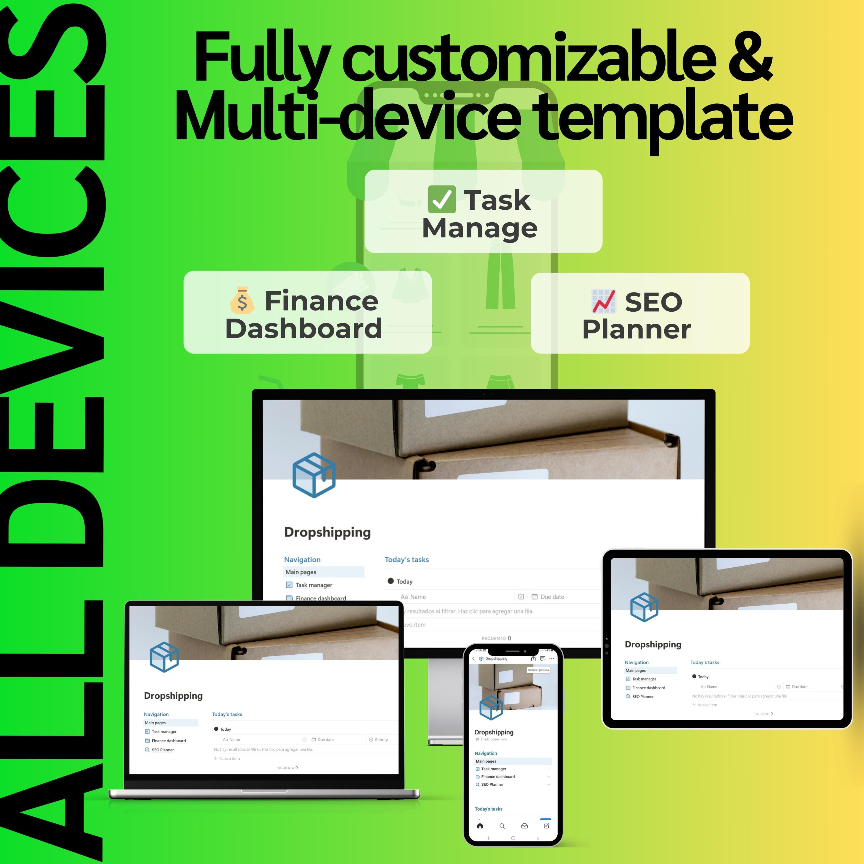 Dropshipping Notion Template | E-commerce Planner & SEO Tracker