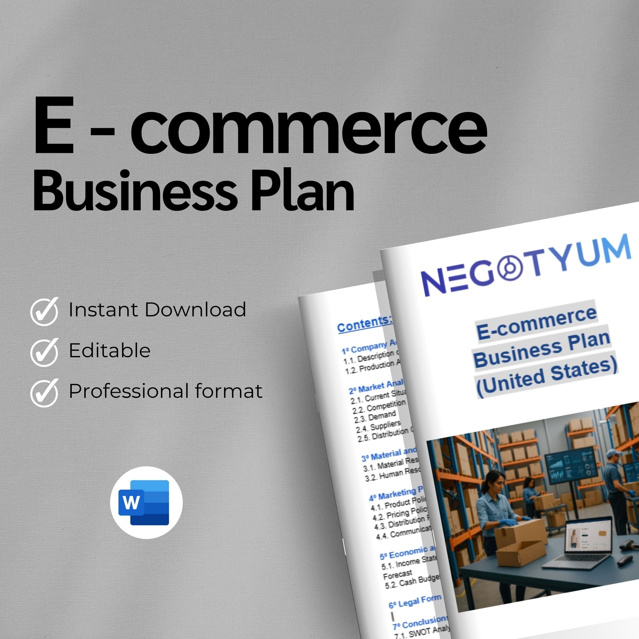 E-commerce Business Plan Template – Editable Word & Excel