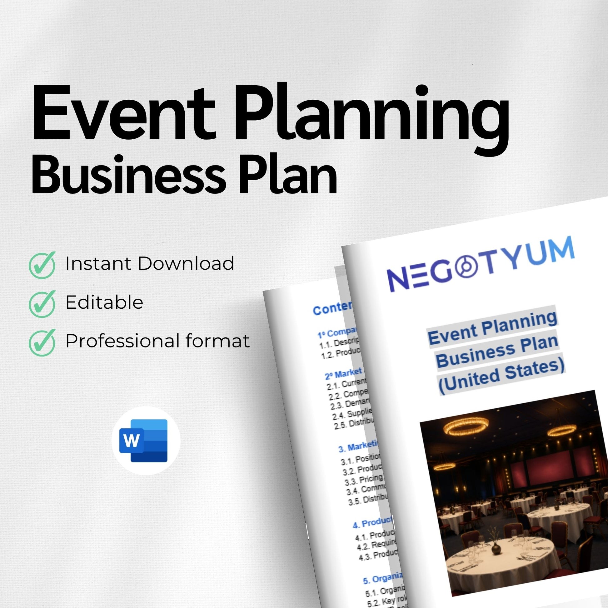 Event Planning Business Plan Template – Editable Word & Excel