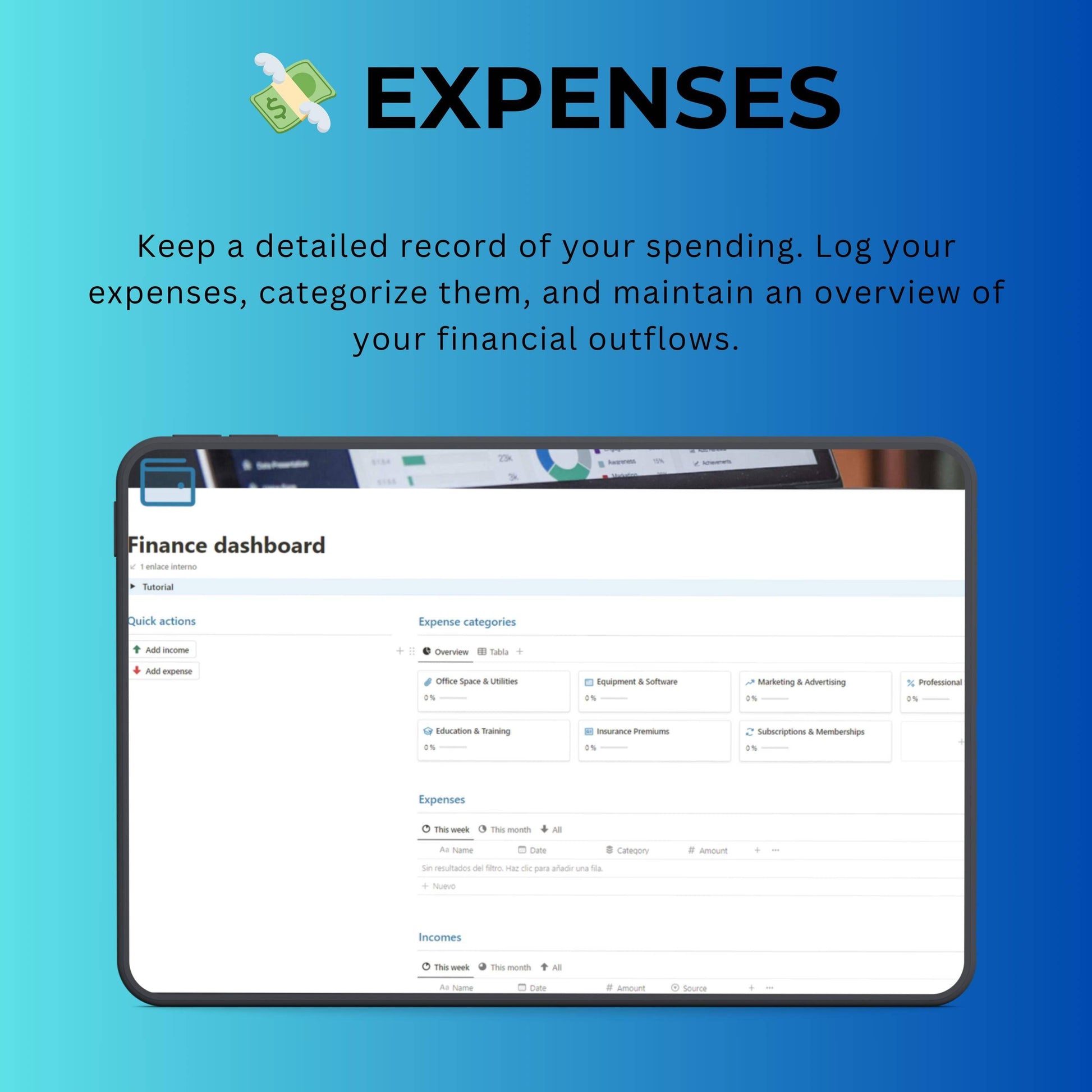 Finance Dashboard Notion Template | Budget, Expenses & Reports