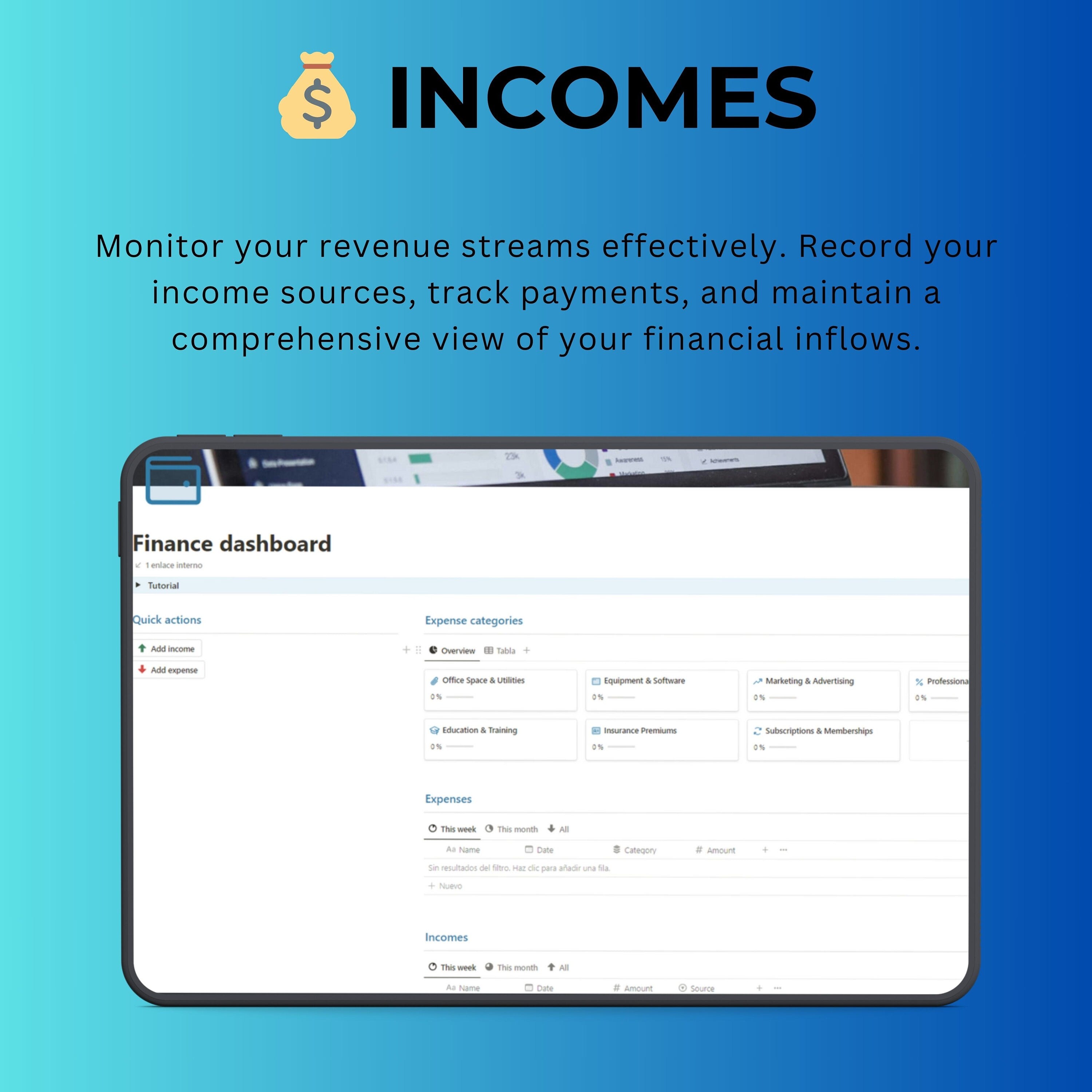 Finance Planner Notion Template | Budget, Expenses & Dashboard