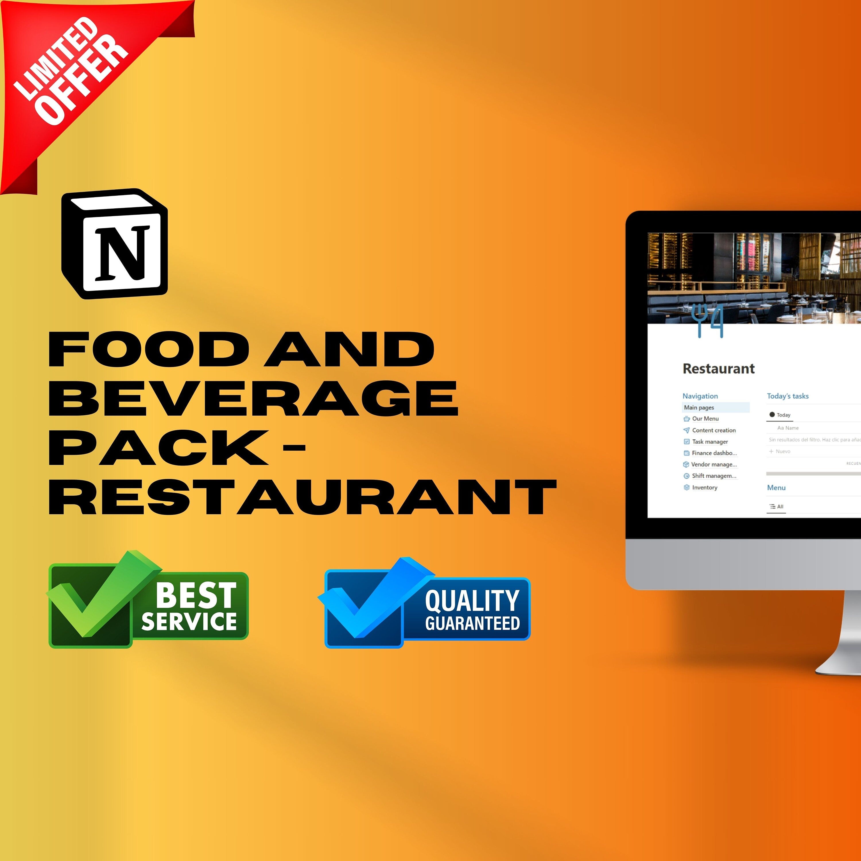 Food & Beverage Notion Template | Menu, Recipes & Shifts