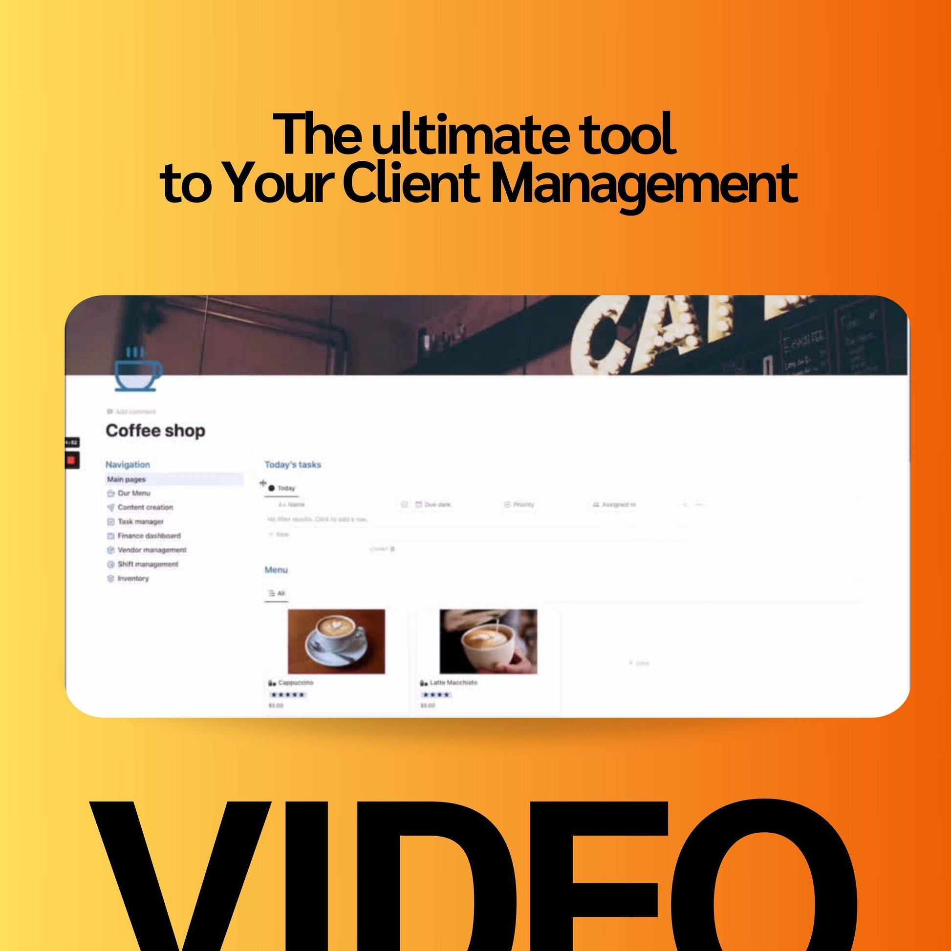 Food & Beverage Notion Template | Restaurants | Menu, Inventory & Shifts