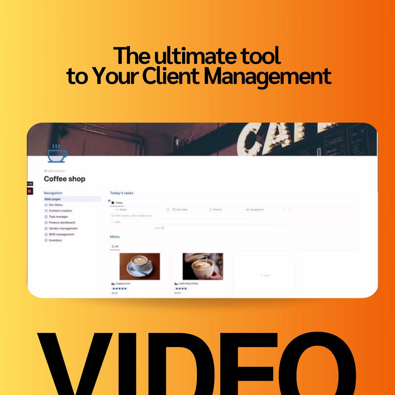 Food & Beverage Notion Template | Restaurants | Menu, Inventory & Shifts