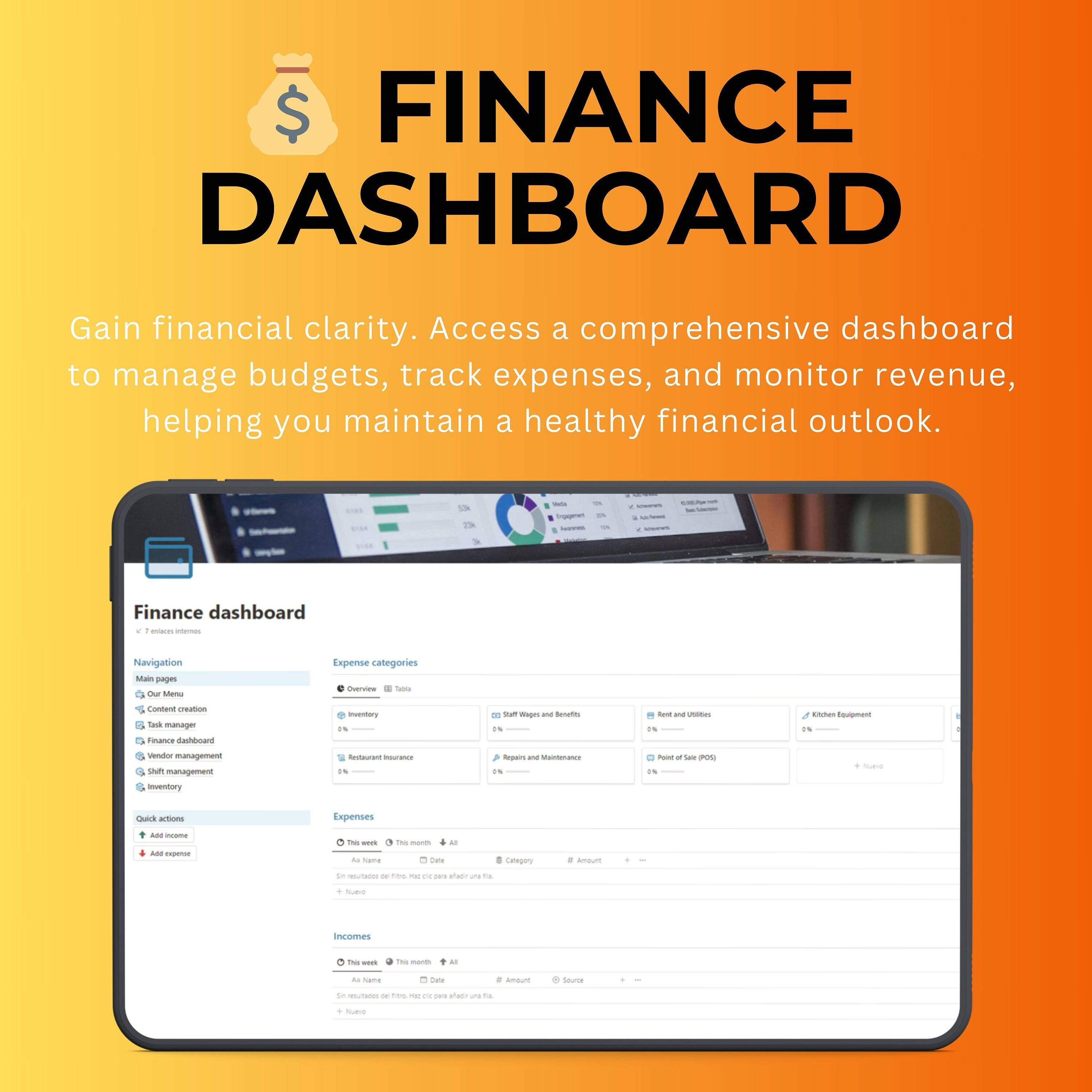 Food & Beverage Notion Template | Restaurants | Menu, Inventory & Shifts