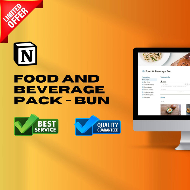 Food & Beverage Notion Template | Restaurants | Menu, Inventory & Shifts