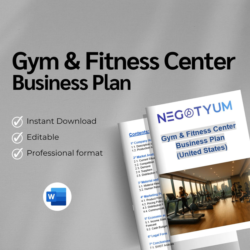 Gym & Fitness Center Business Plan Template – Editable Word & Excel