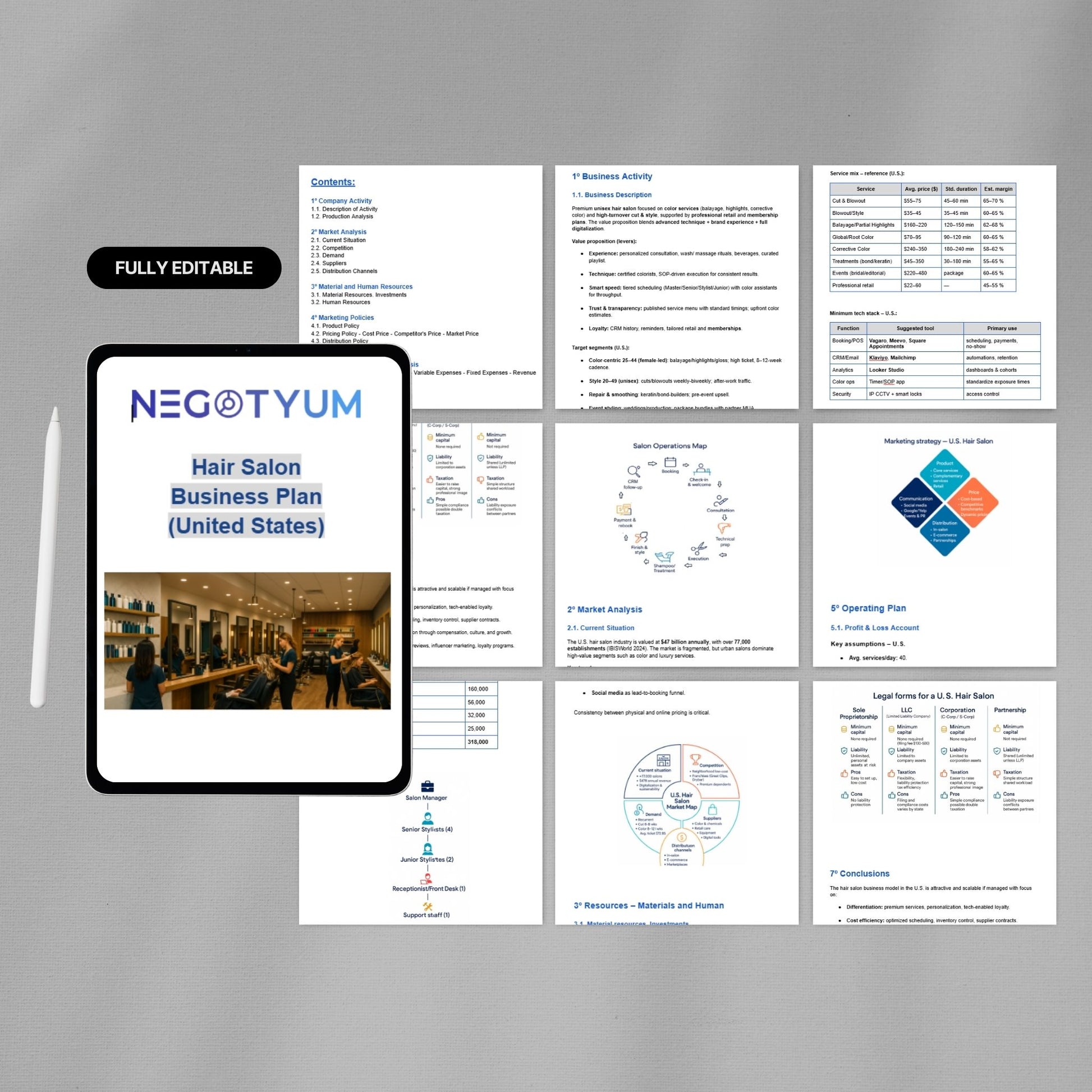 Hair Salon Business Plan Template – Editable Word & Excel