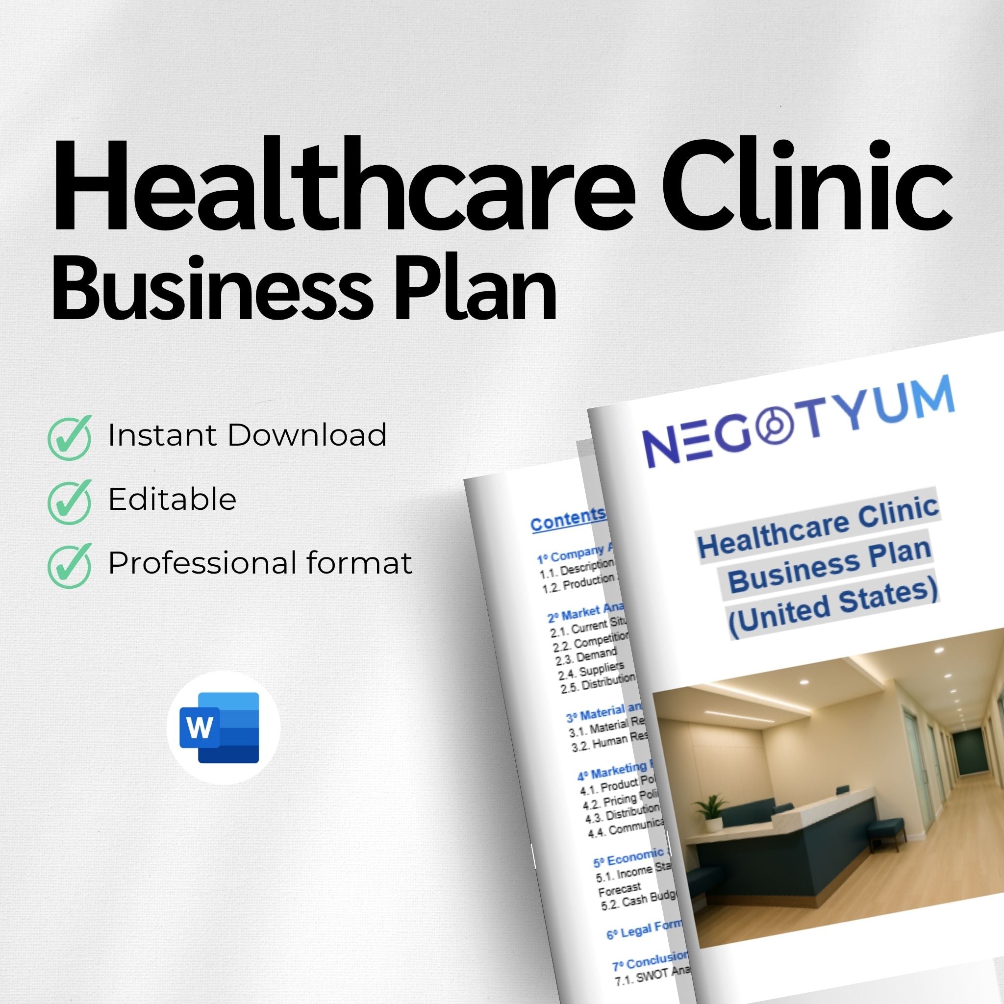 Healthcare Clinic Business Plan Template – Editable Word & Excel