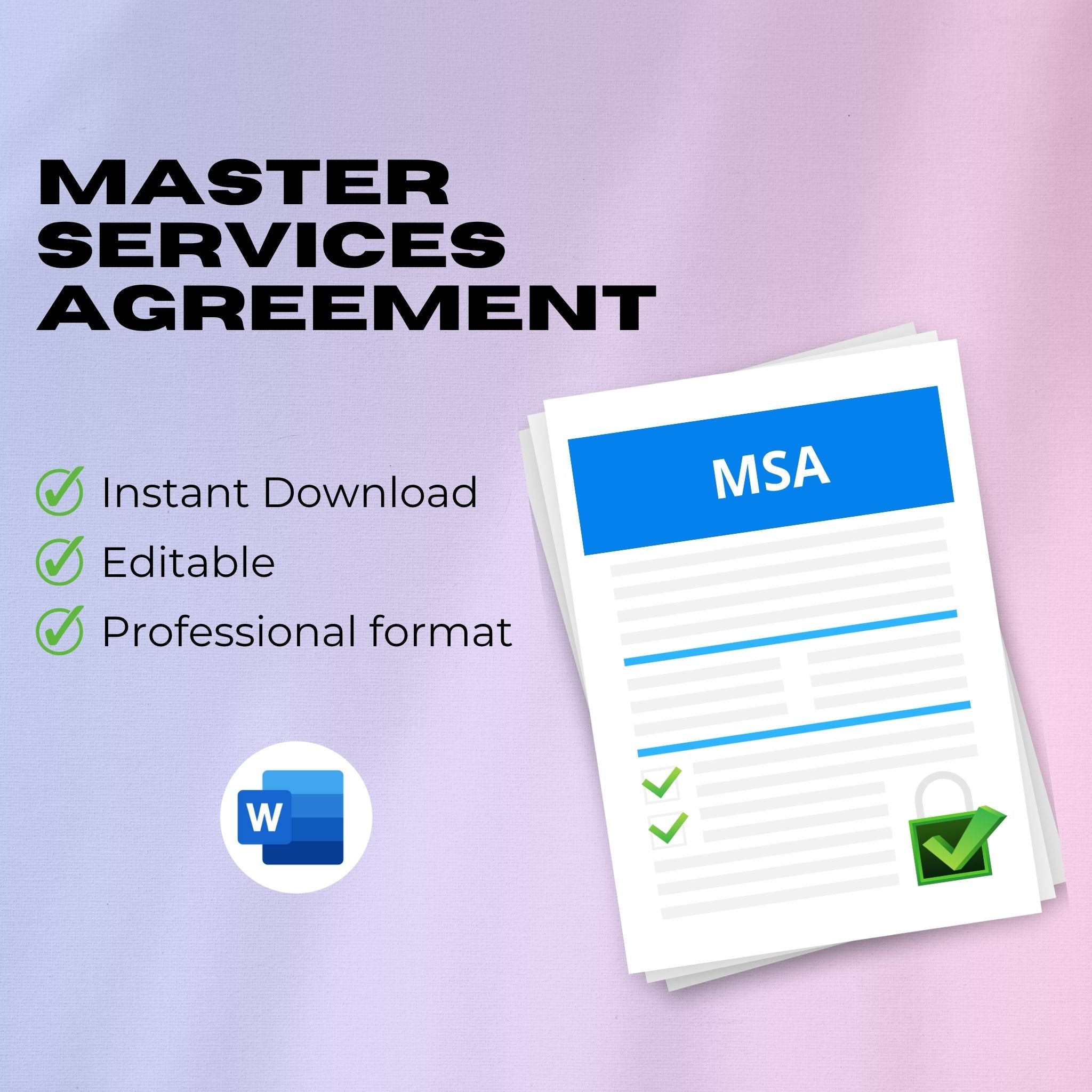 Master Services Agreement (MSA) Template – Editable Word Contract