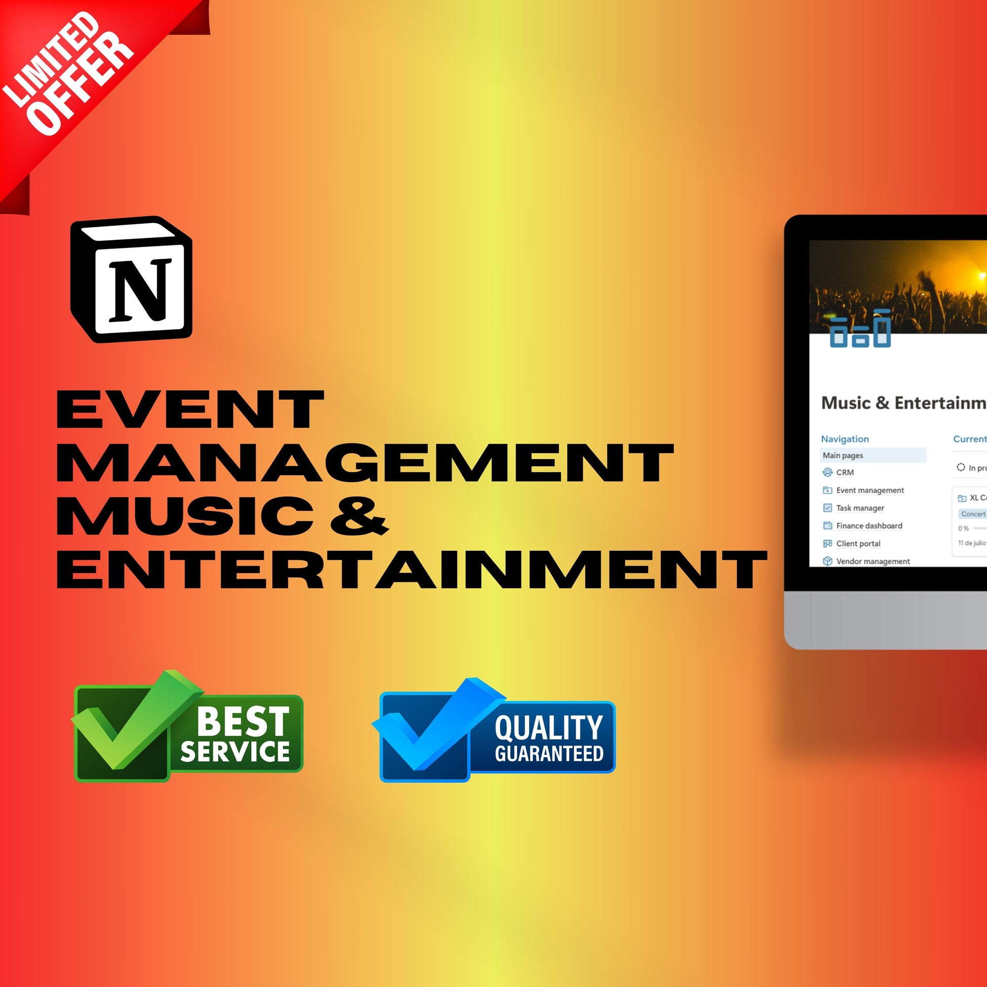Music & Entertainment Notion Template | CRM & Projects