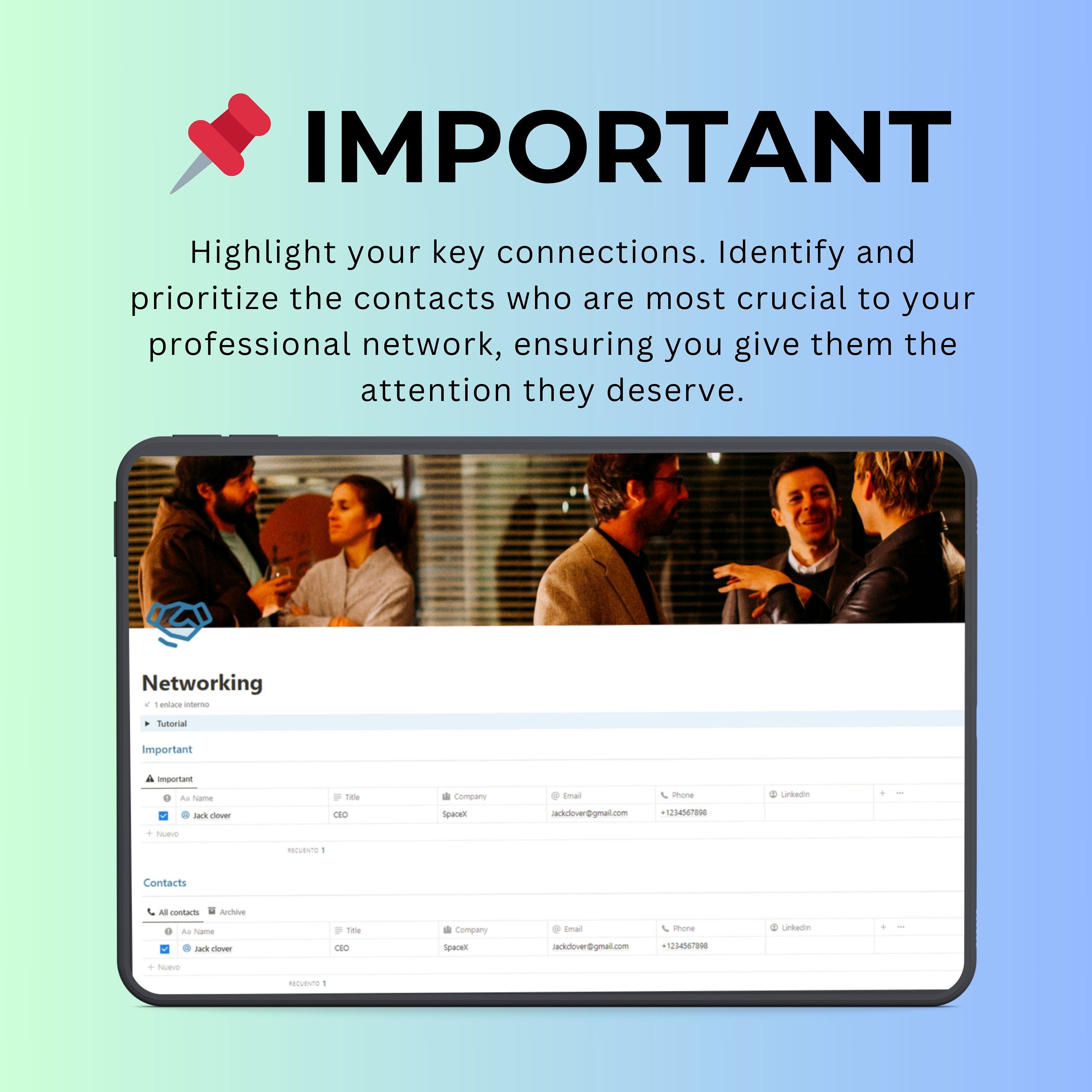 Networking Notion Template | Contacts CRM | Follow-Ups & Meetings