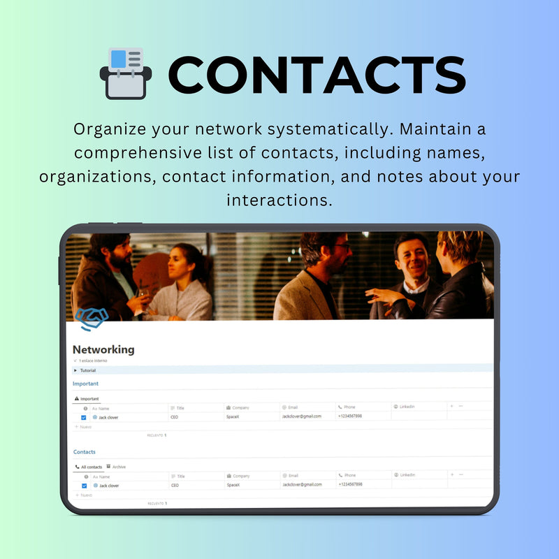 Networking Notion Template | Contacts CRM | Follow-Ups & Meetings