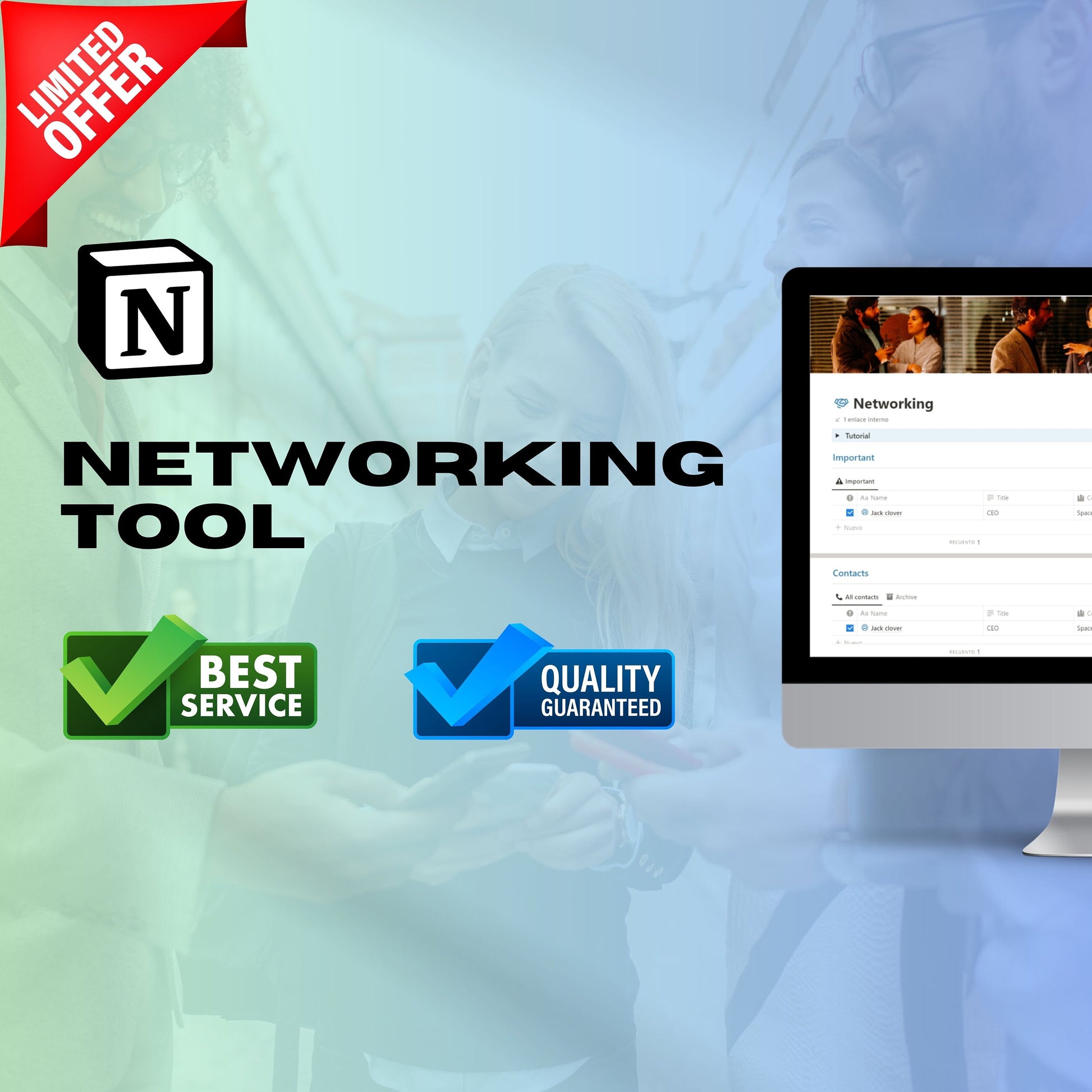 Networking Notion Template | Contacts CRM | Follow-Ups & Meetings