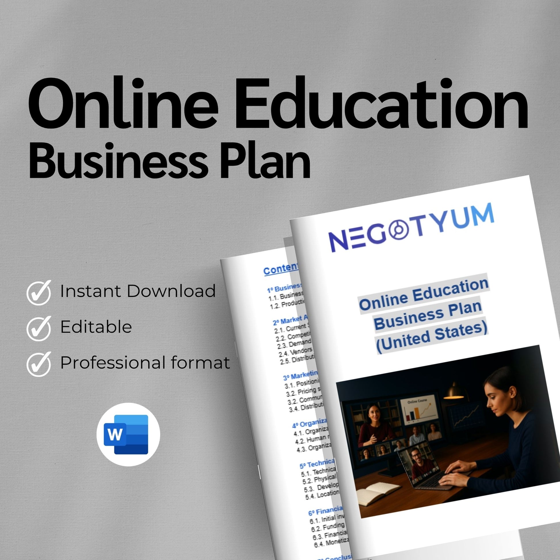 Online Education Business Plan Template – Editable Word & Excel