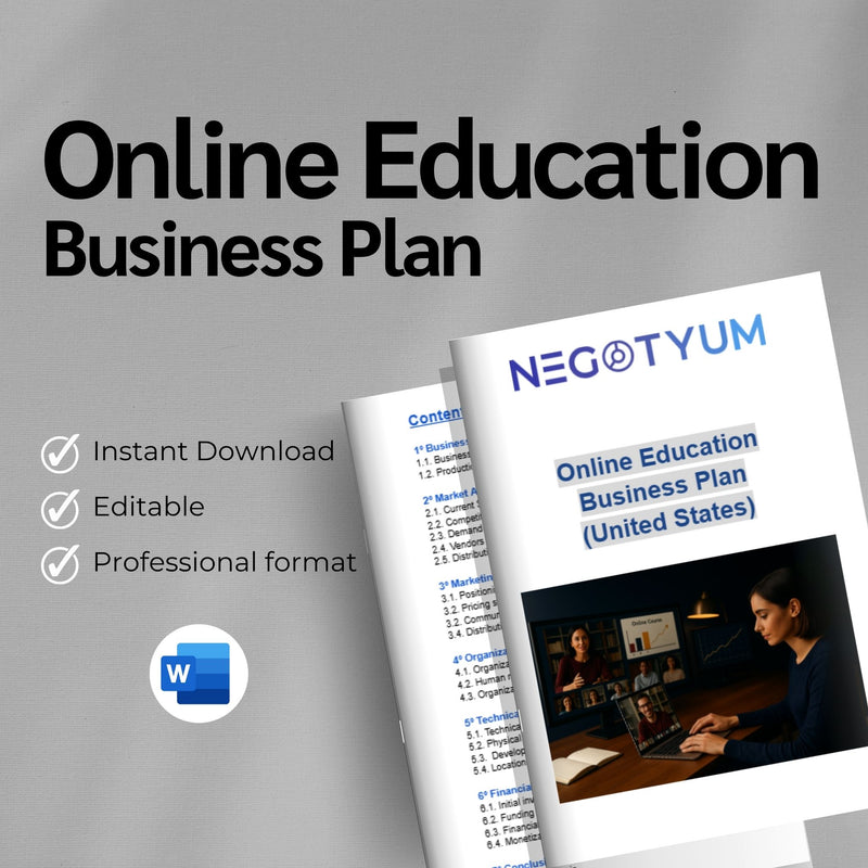 Online Education Business Plan Template – Editable Word & Excel
