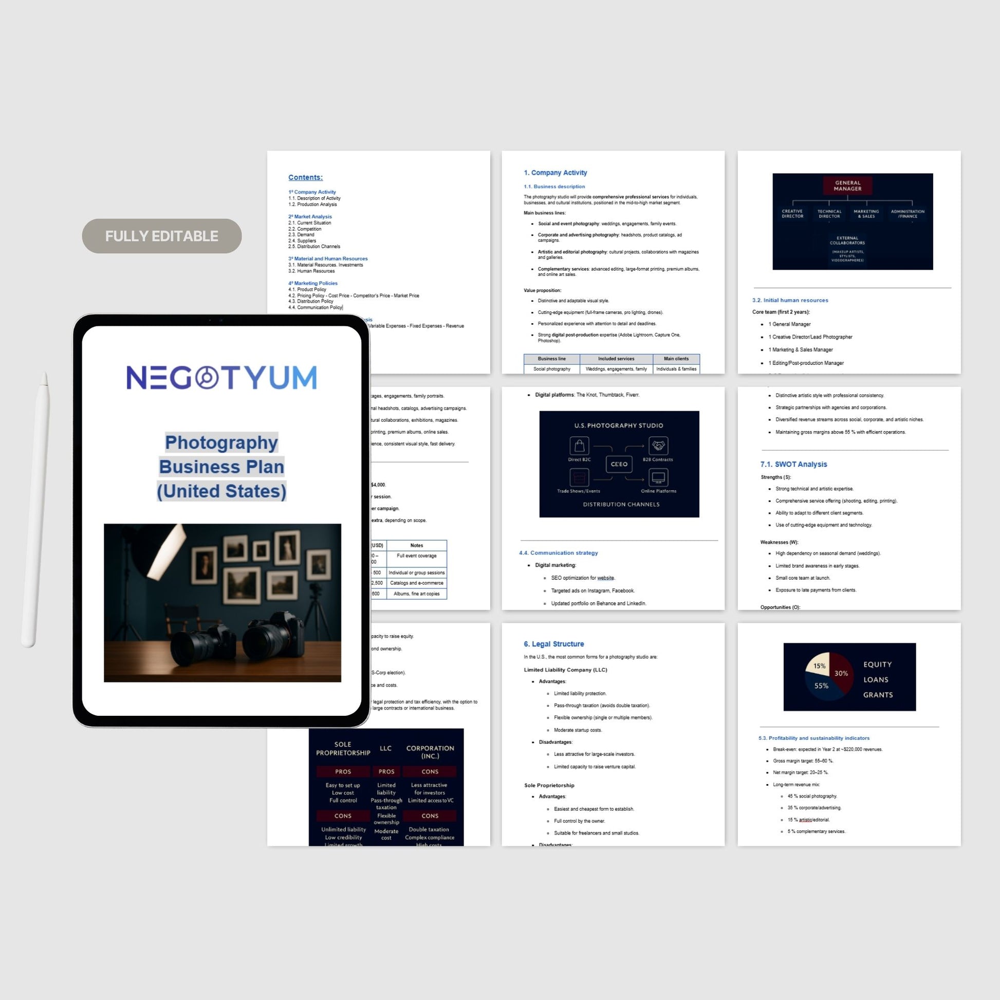 Photography Business Plan Template – Editable Word & Excel