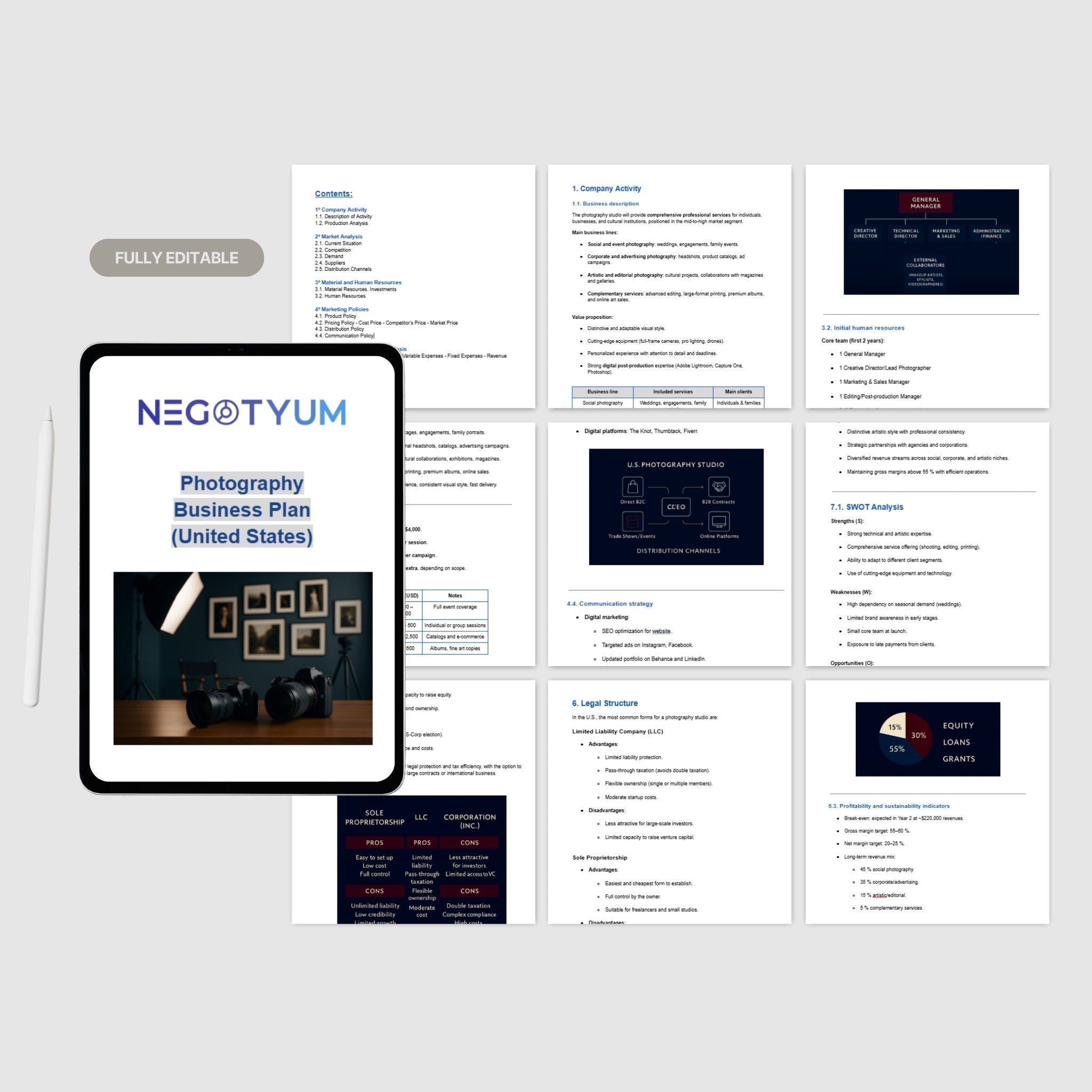 Photography Business Plan Template – Editable Word & Excel