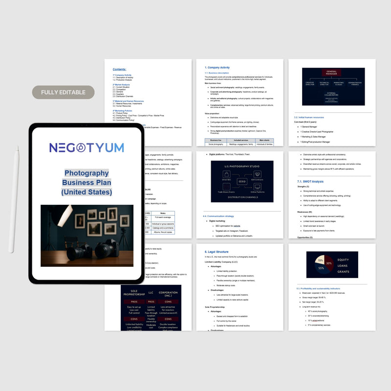 Photography Business Plan Template – Editable Word & Excel