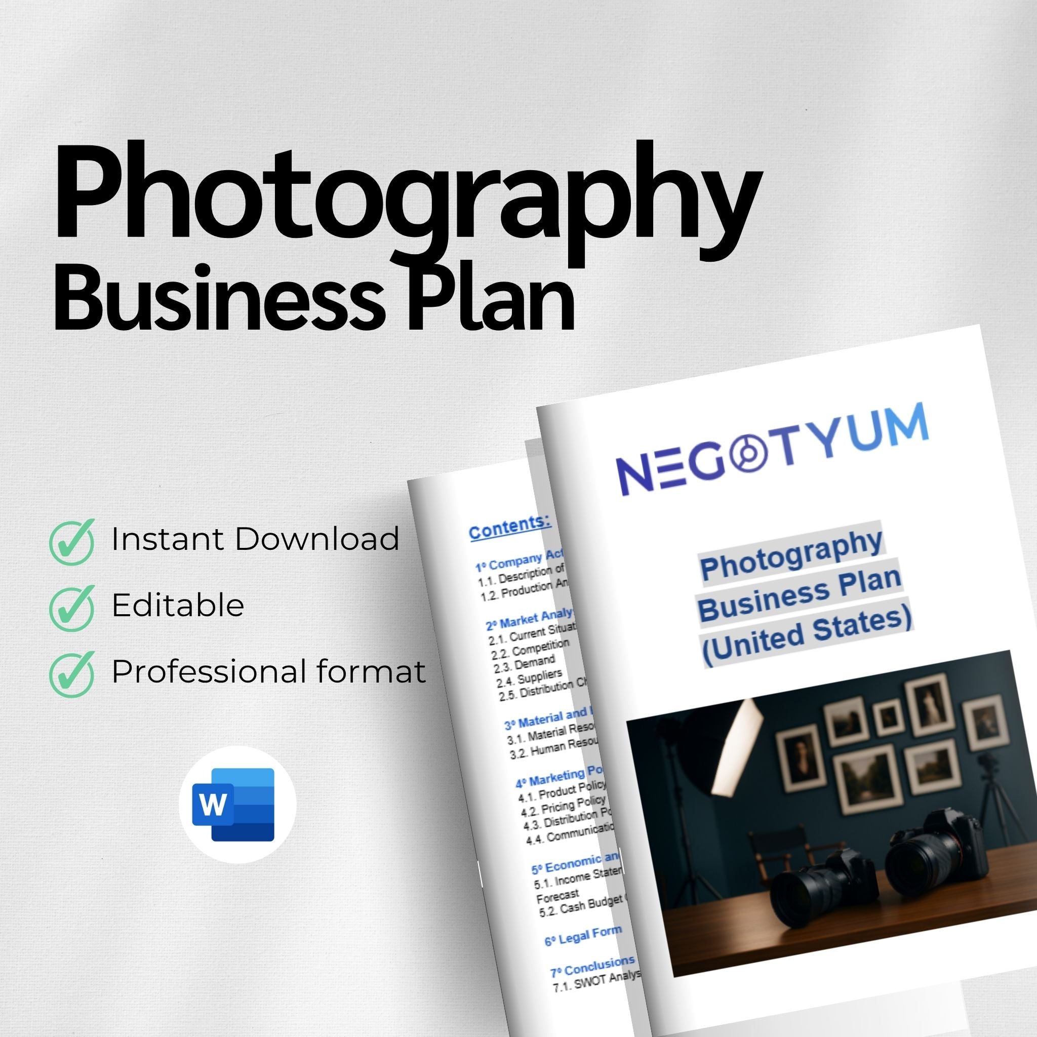 Photography Business Plan Template – Editable Word & Excel
