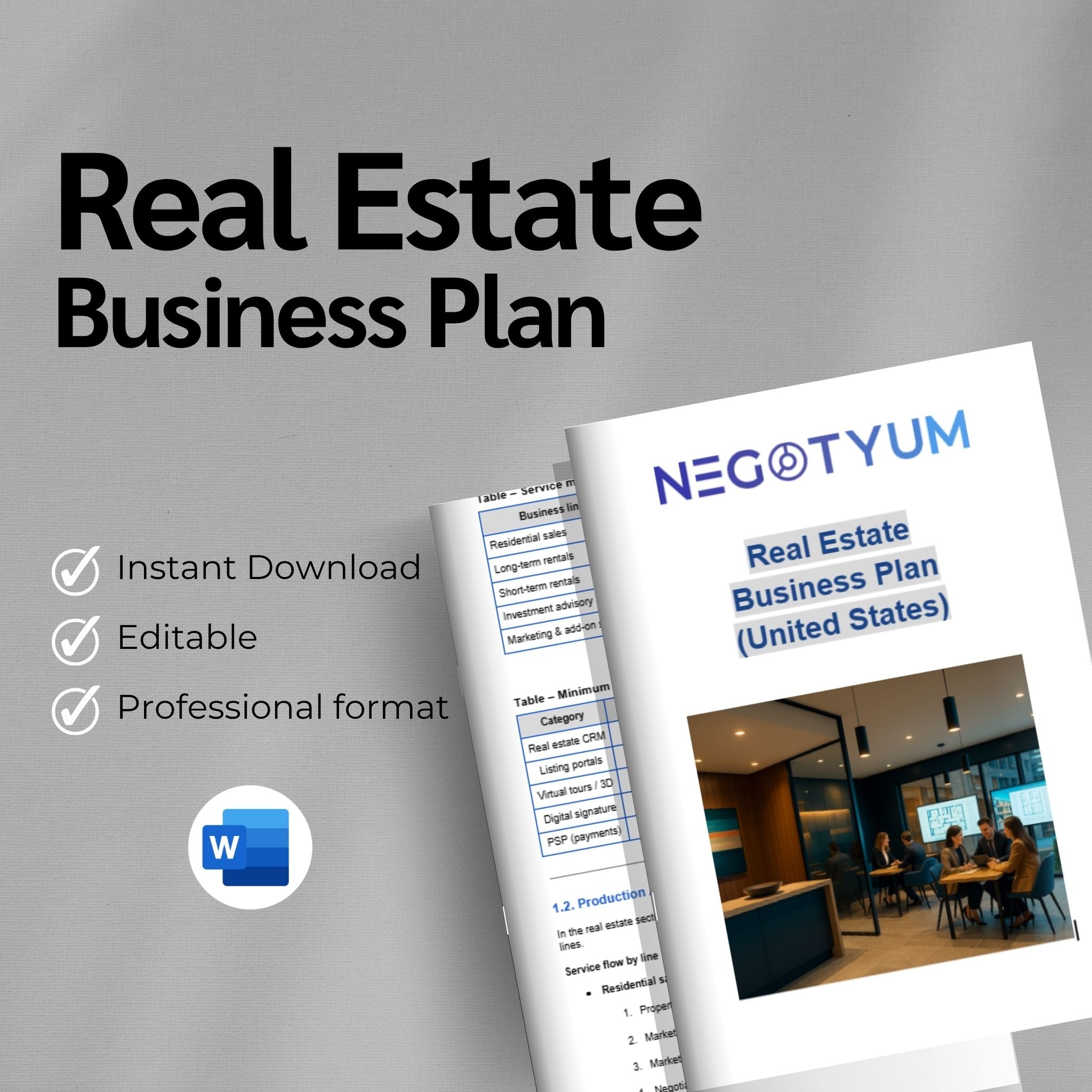 Real Estate Business Plan Template – Editable Word & Excel