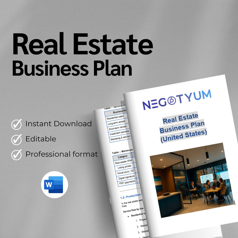 Real Estate Business Plan Template – Editable Word & Excel