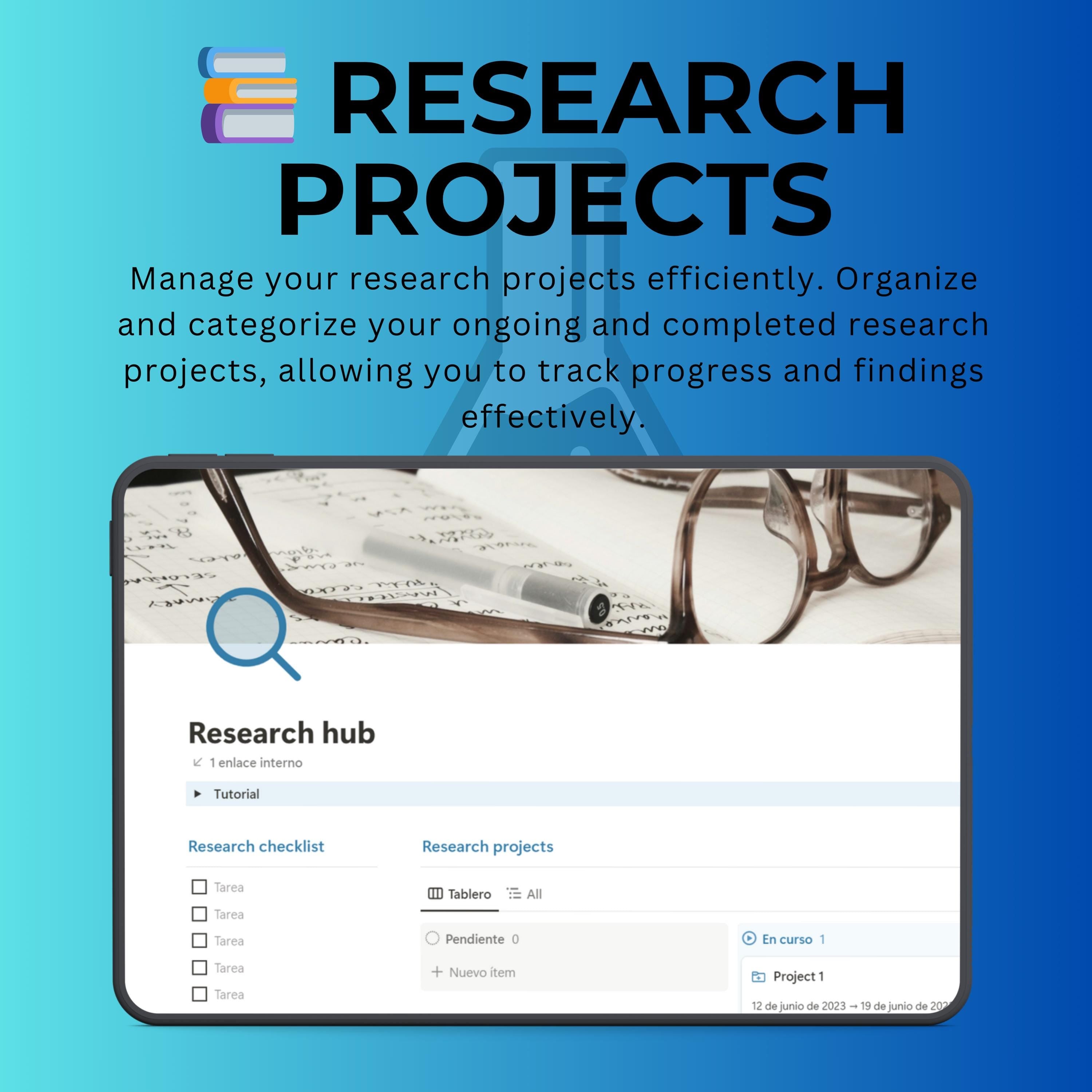 Research Hub Notion Template | Literature & Projects