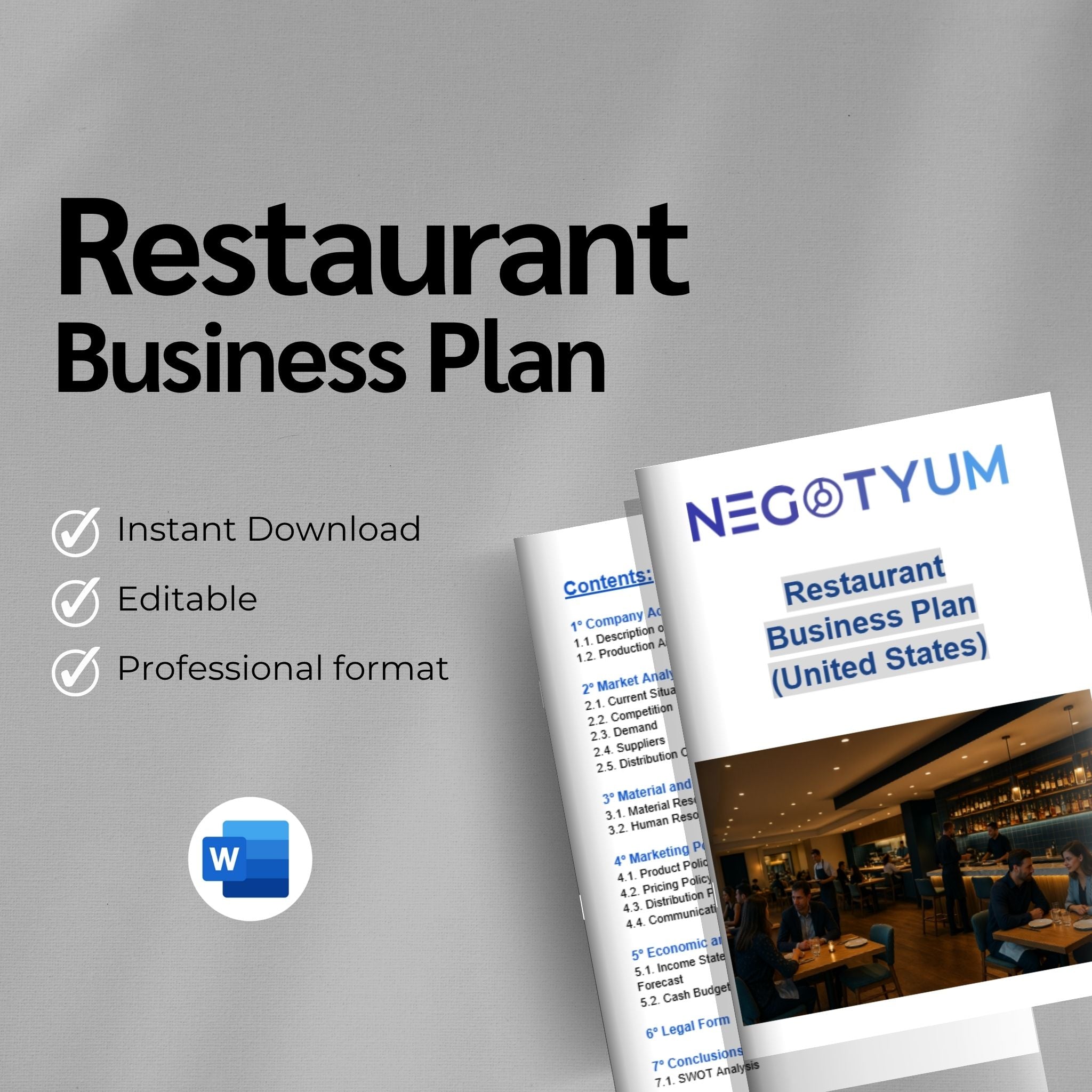 Restaurant Business Plan Template – Editable Word & Excel