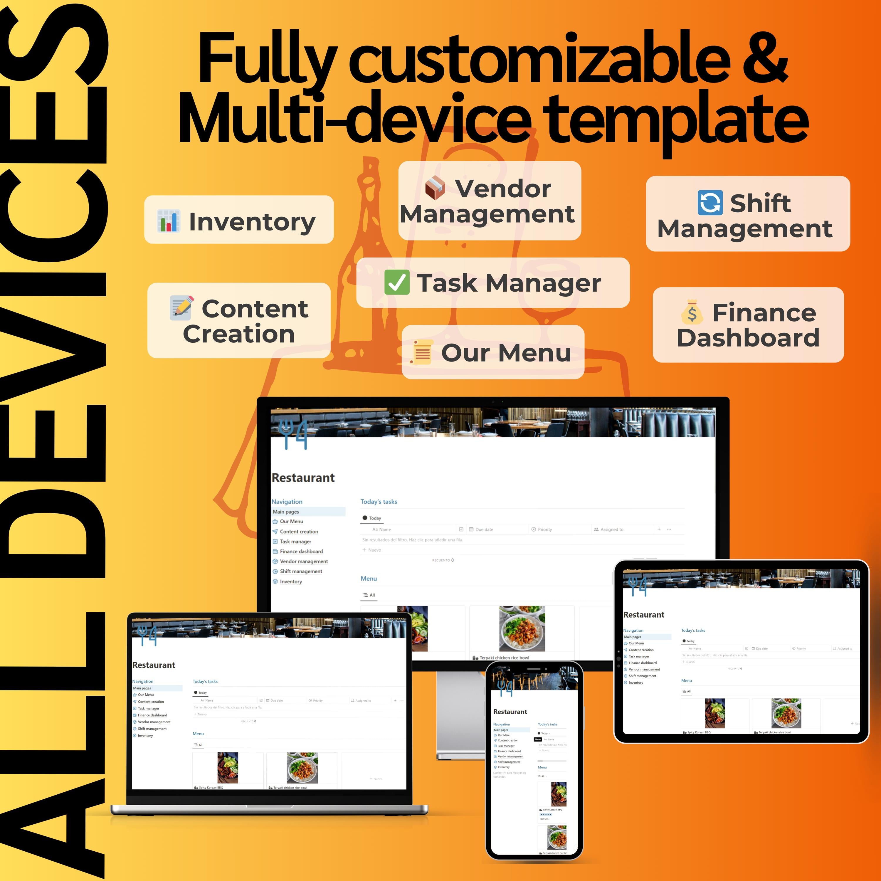 Restaurant Management Notion Template | Menu, Orders & Staff