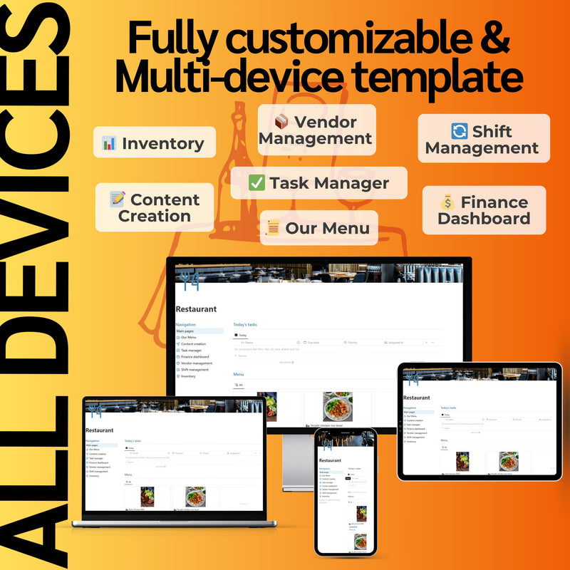 Restaurant Management Notion Template | Menu, Orders & Staff