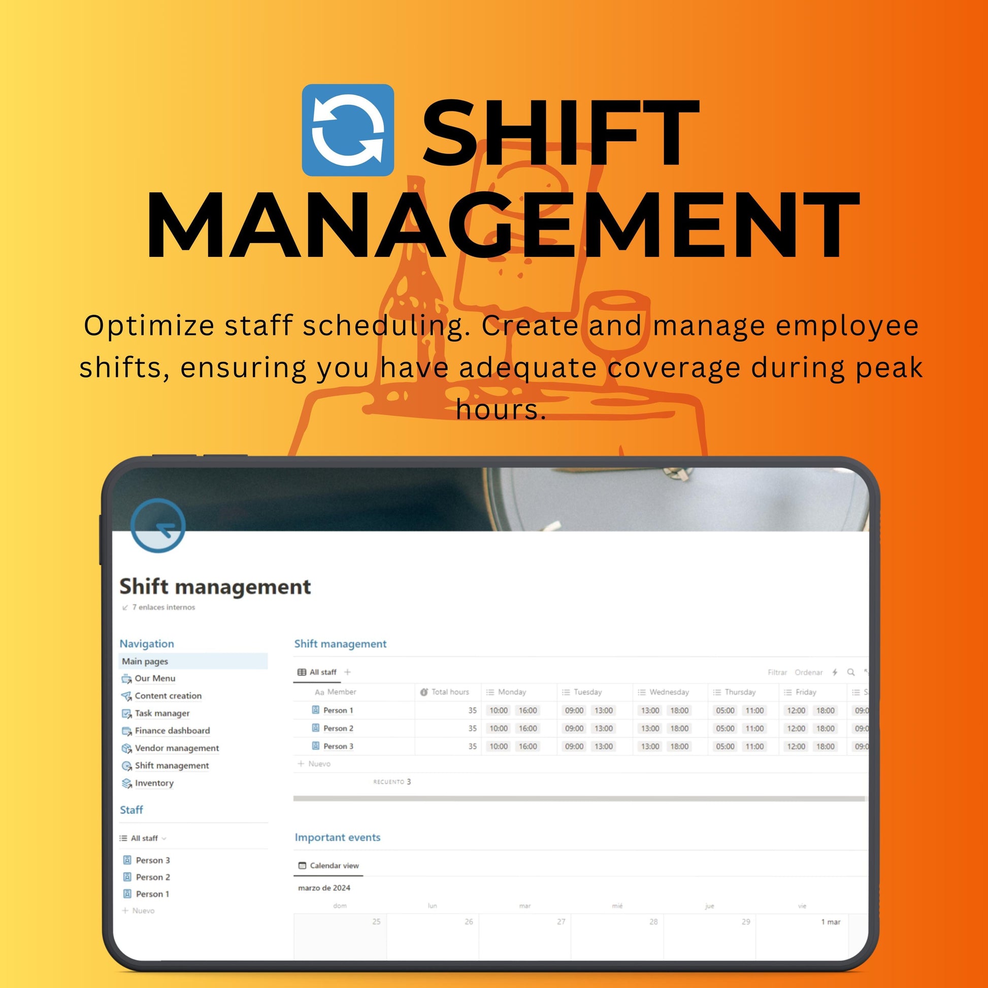 Restaurant Management Notion Template | Menu, Orders & Staff