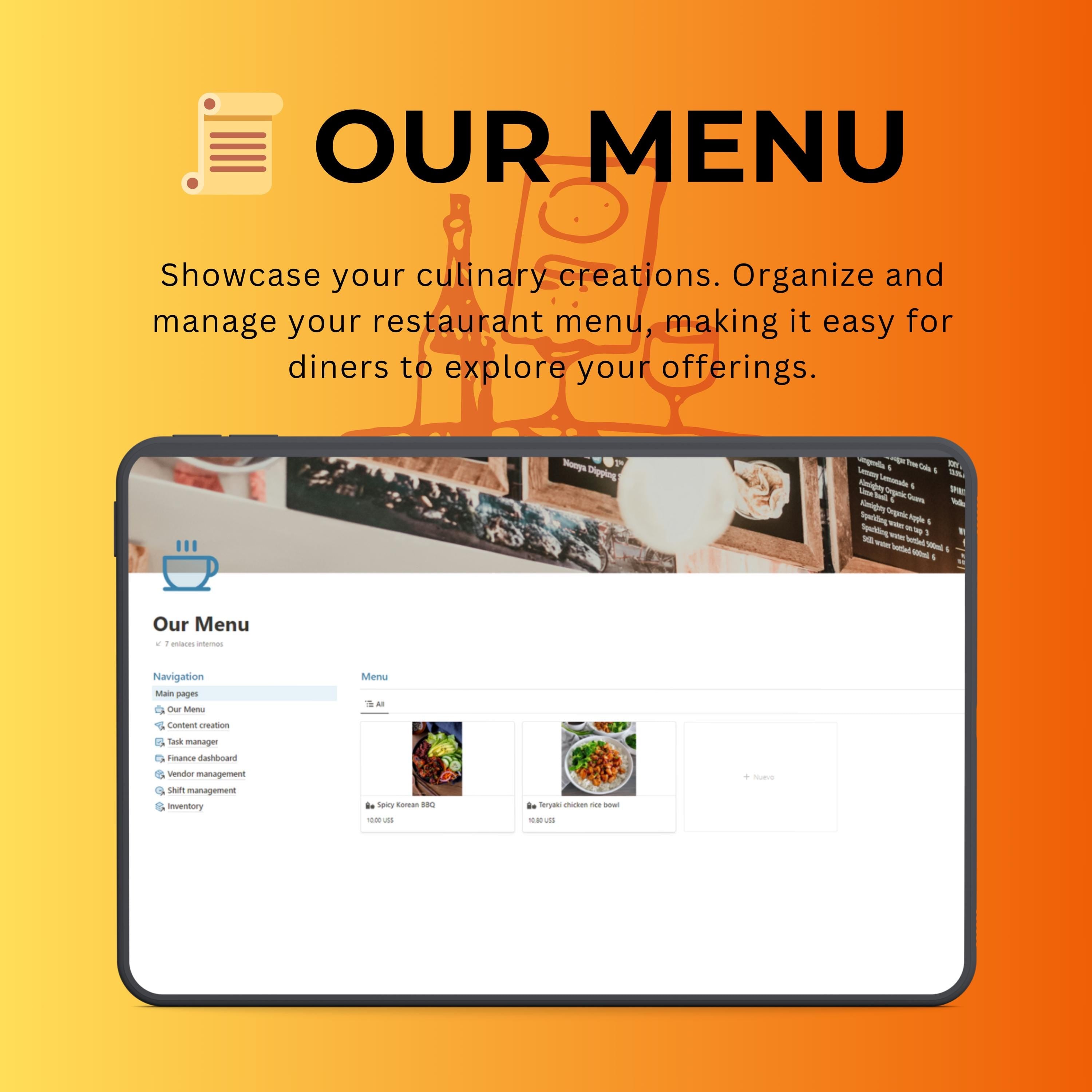 Restaurant Management Notion Template | Menu, Orders & Staff