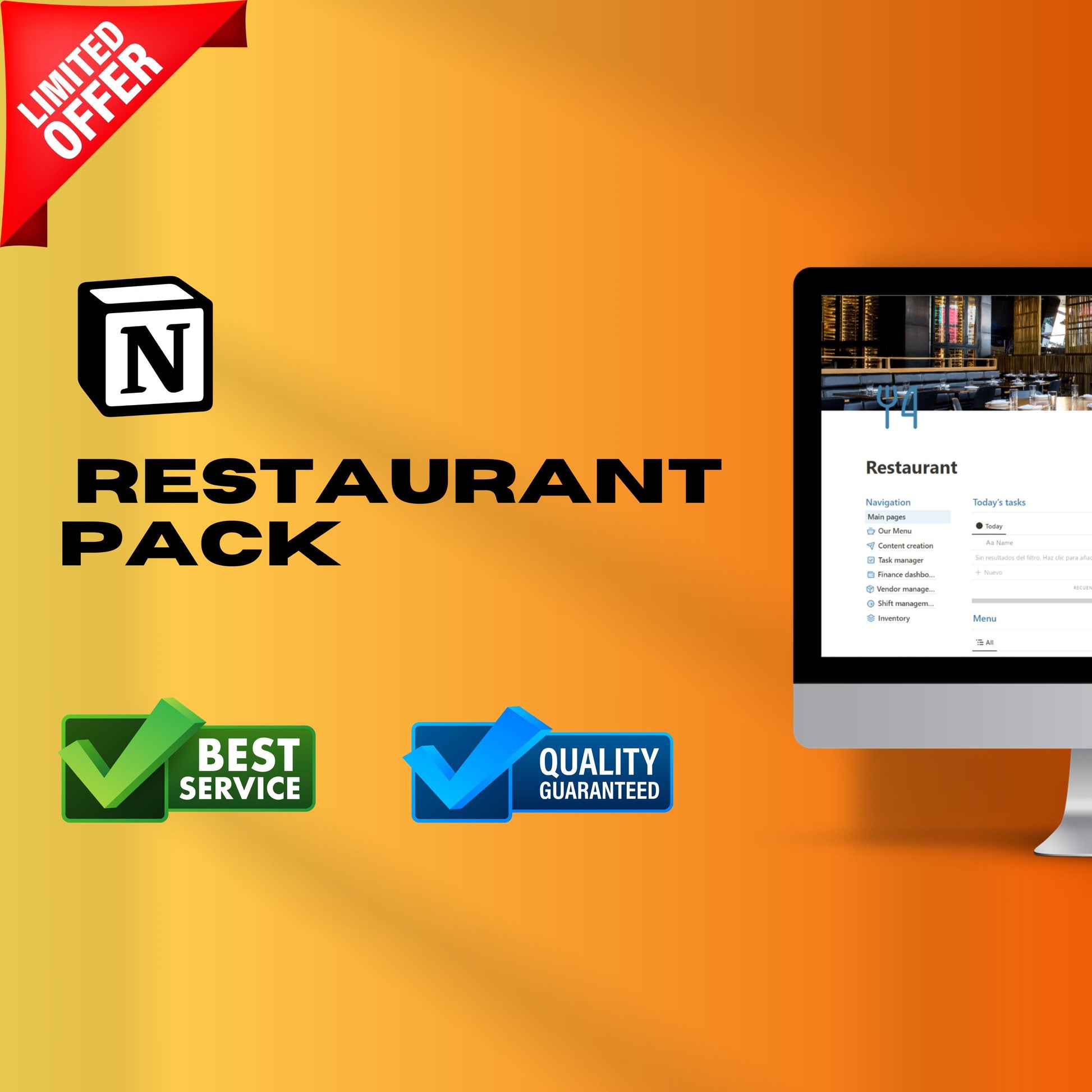 Restaurant Management Notion Template | Menu, Orders & Staff