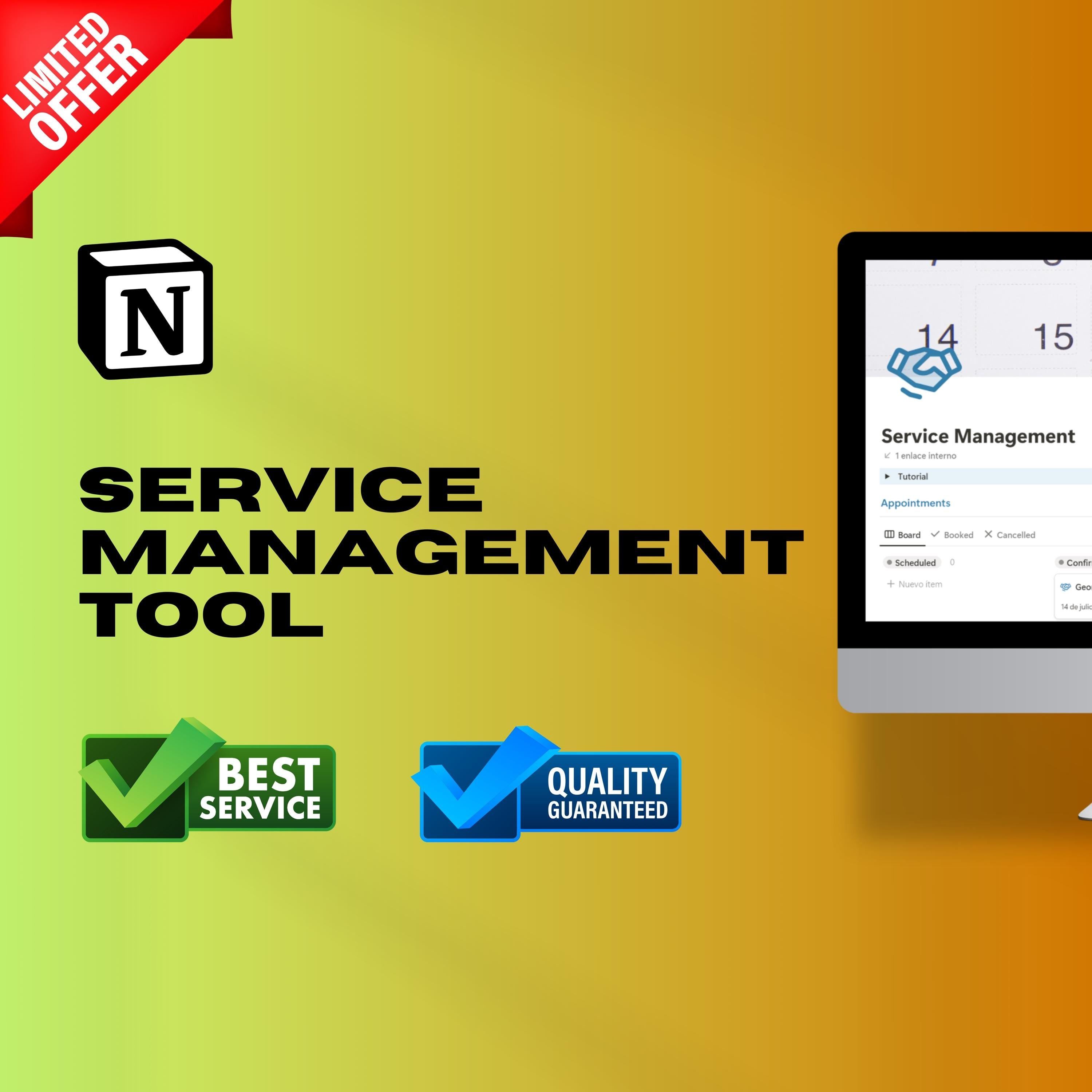 Service Management & Portfolio Notion Template | Appointments, CRM & Projects