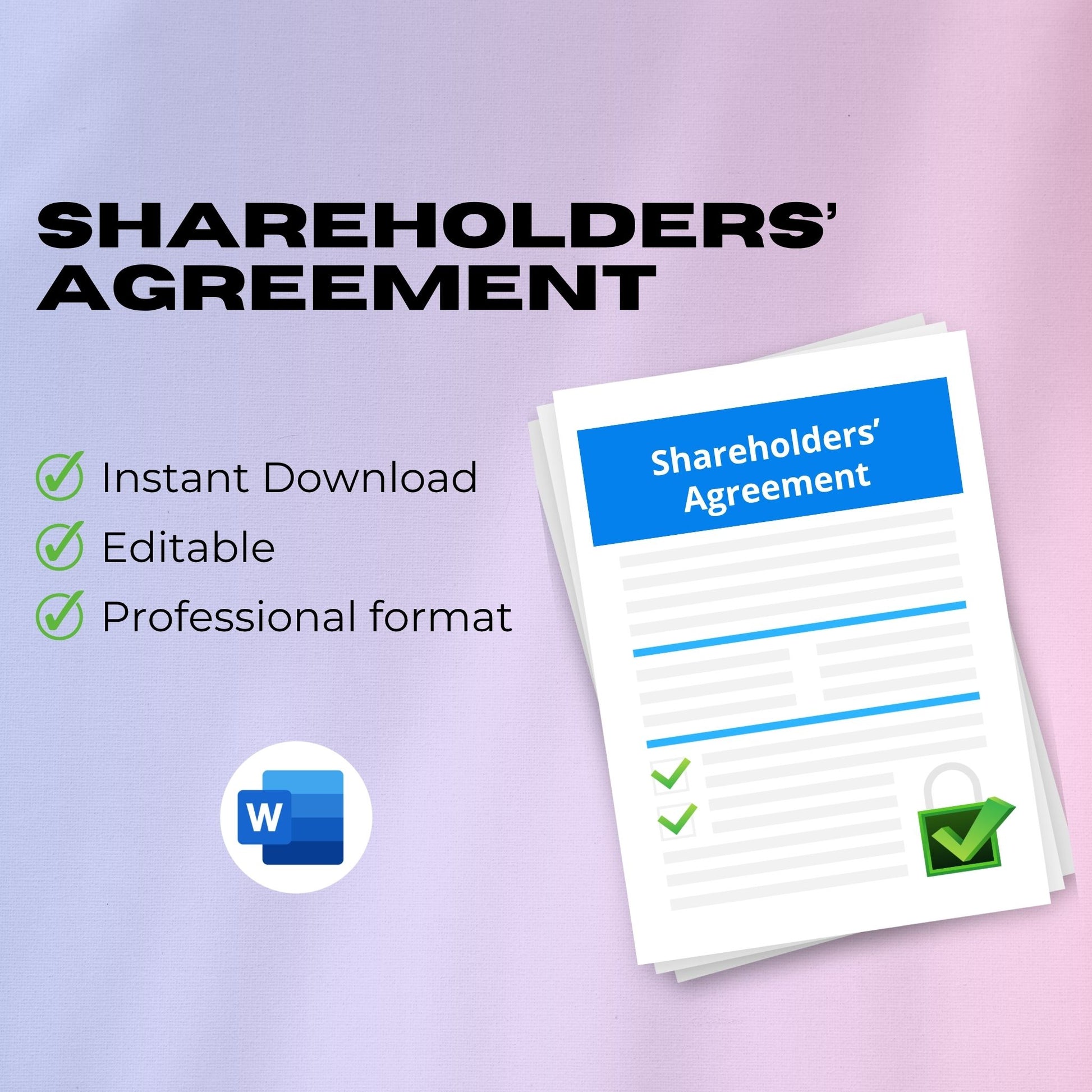 Shareholders’ Agreement (Private Company) Template – Editable Word Contract