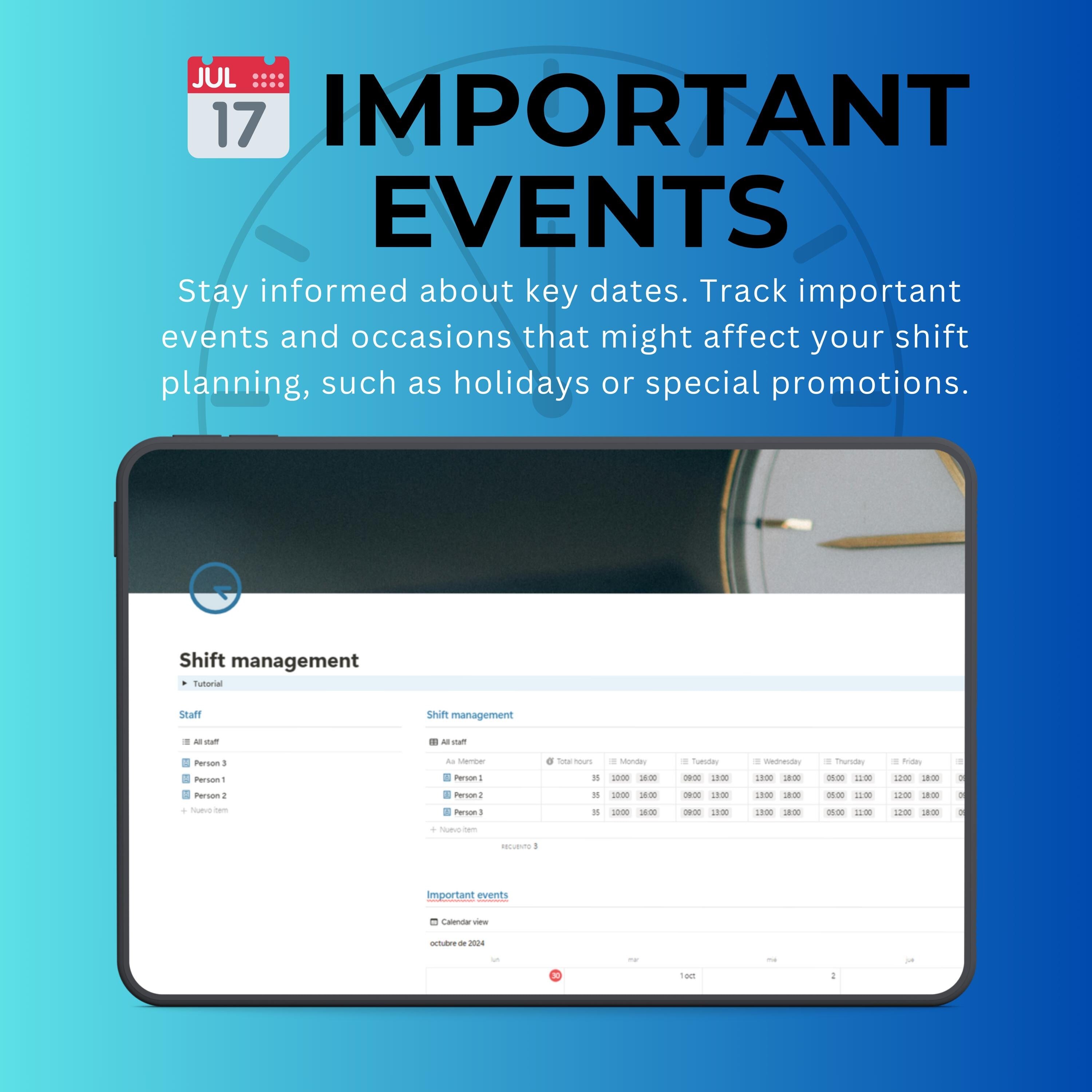 Shift Management Notion Template | Schedules & Availability