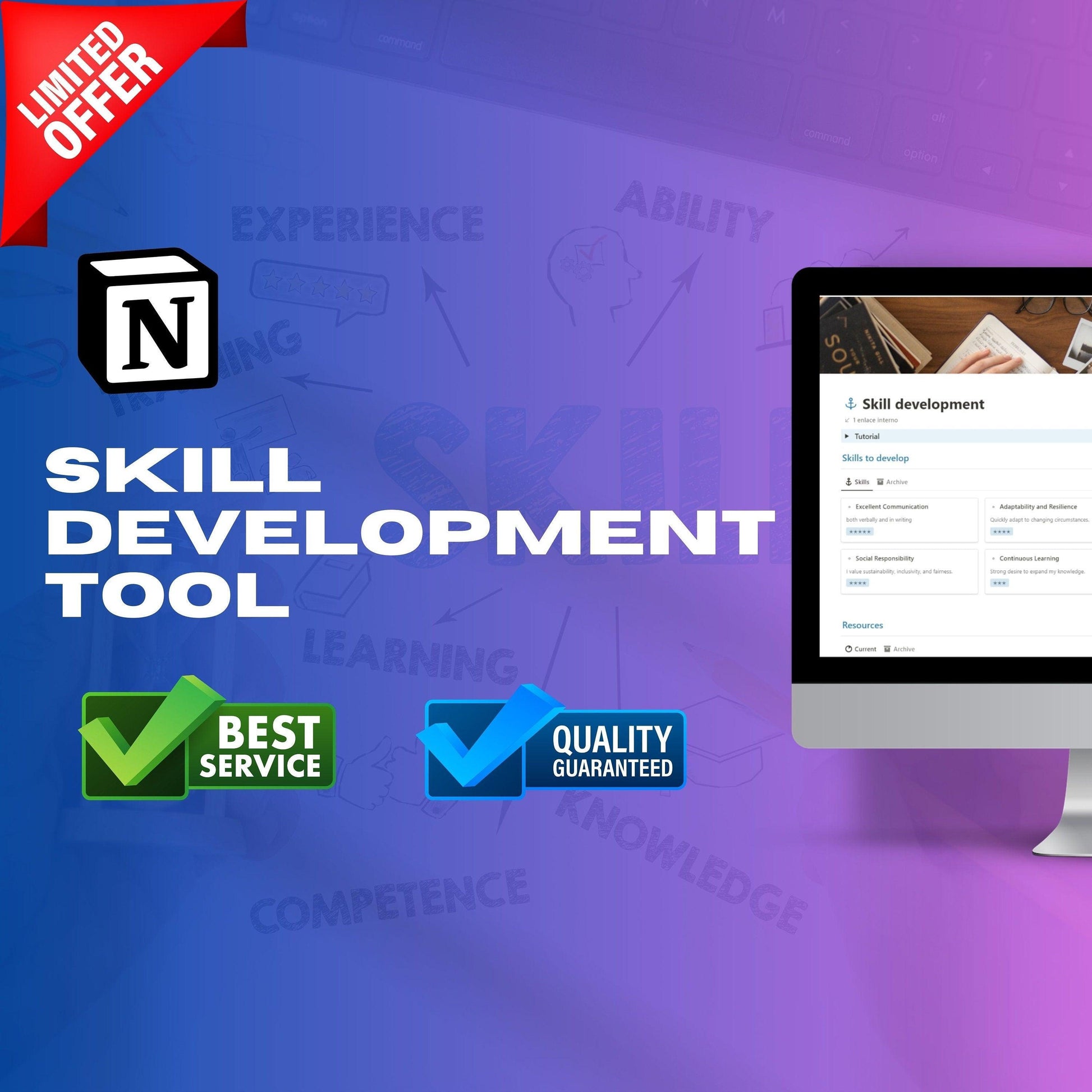 Skill Development Notion Template | Personal Growth & Learning Tracker