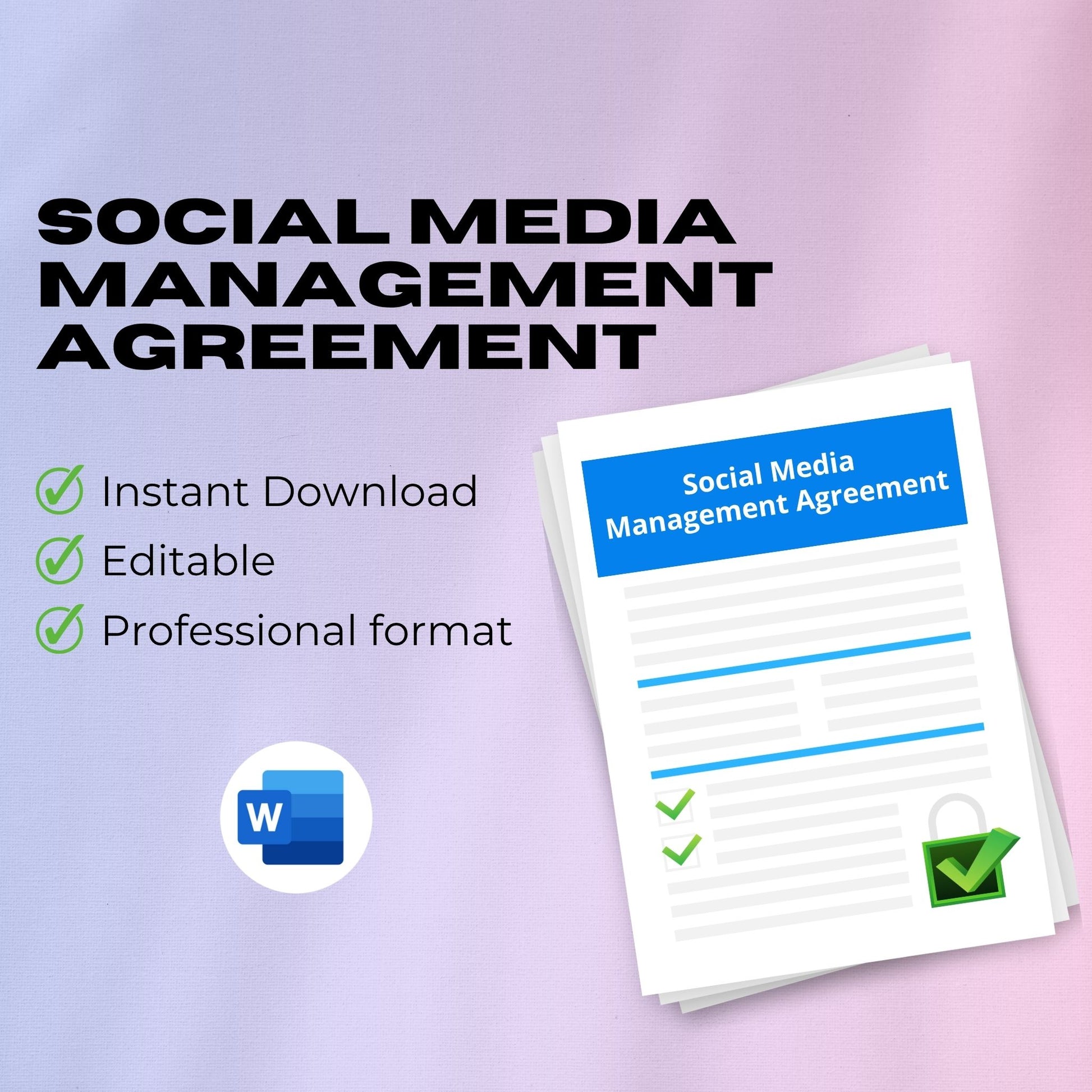 Social Media Management Agreement Template – Editable Word & Excel