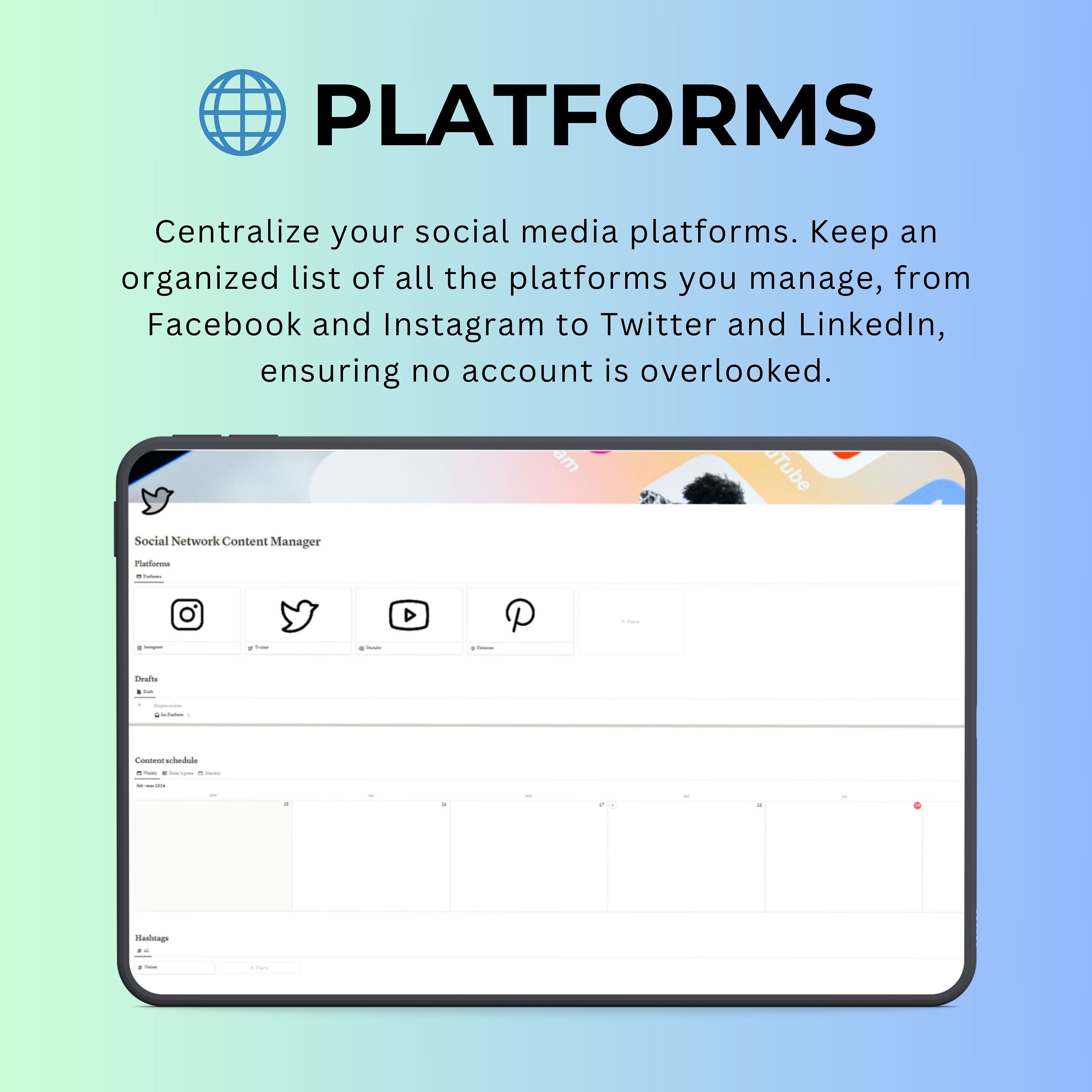 Social Media Manager Notion Template | Calendar, Planner & Analytics