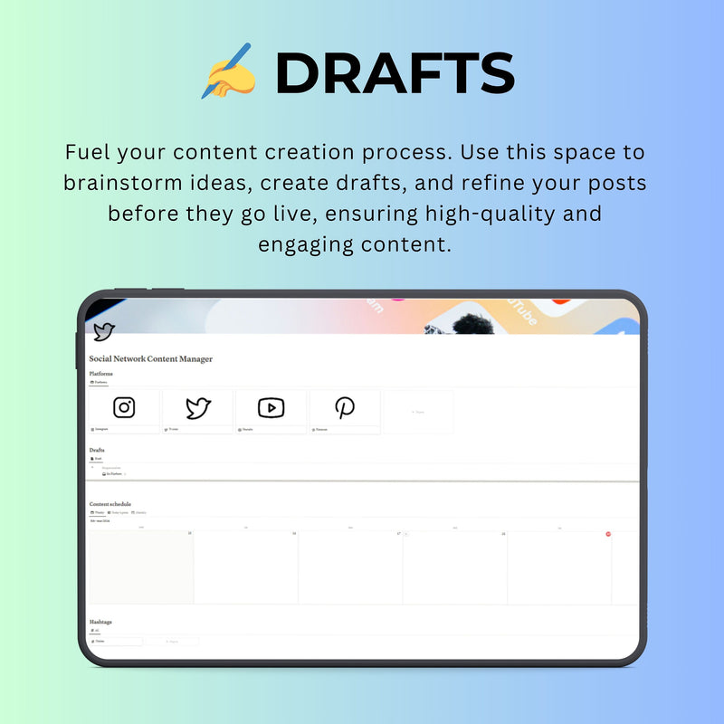 Social Media Manager Notion Template | Calendar, Planner & Analytics