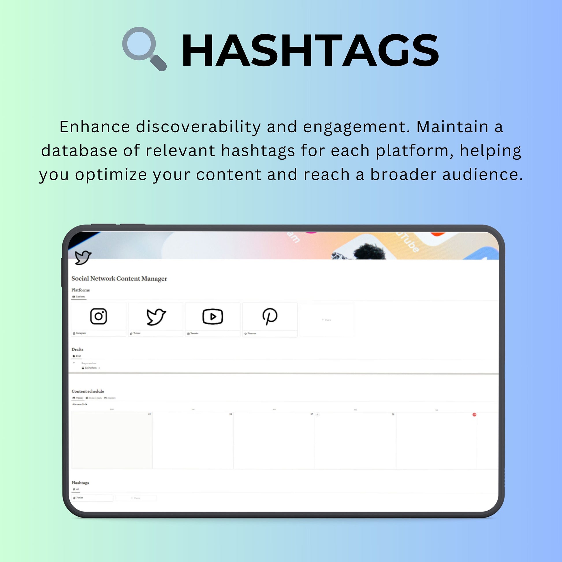 Social Media Manager Notion Template | Calendar, Planner & Analytics