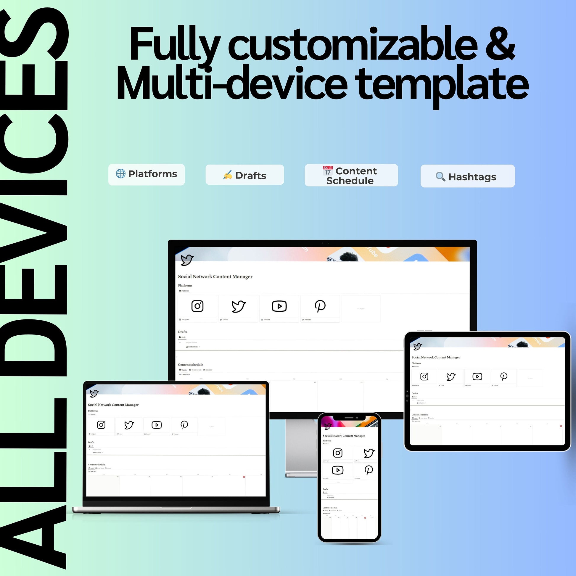 Social Media Manager Notion Template | Calendar, Planner & Analytics
