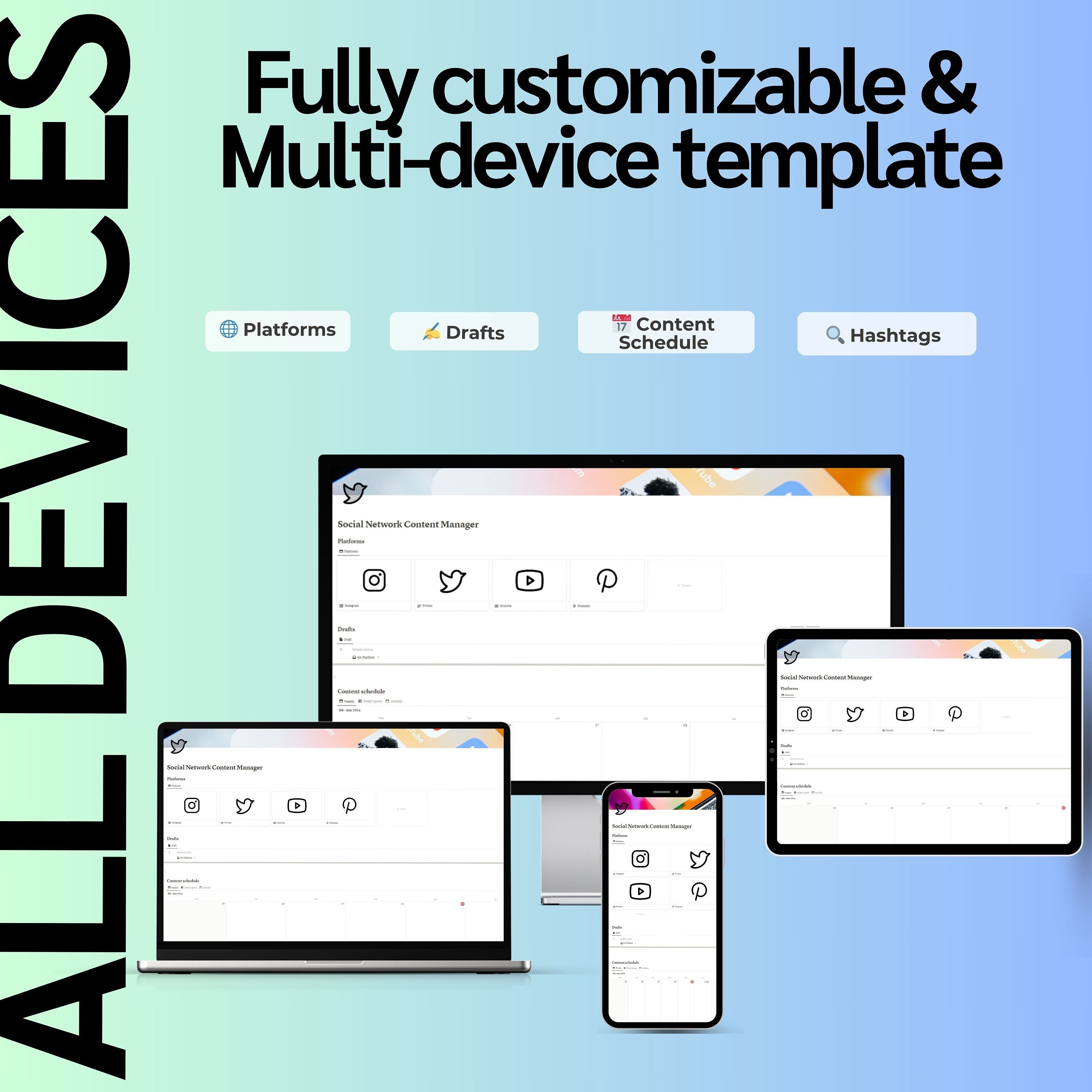 Social Media Manager Notion Template | Calendar, Planner & Analytics