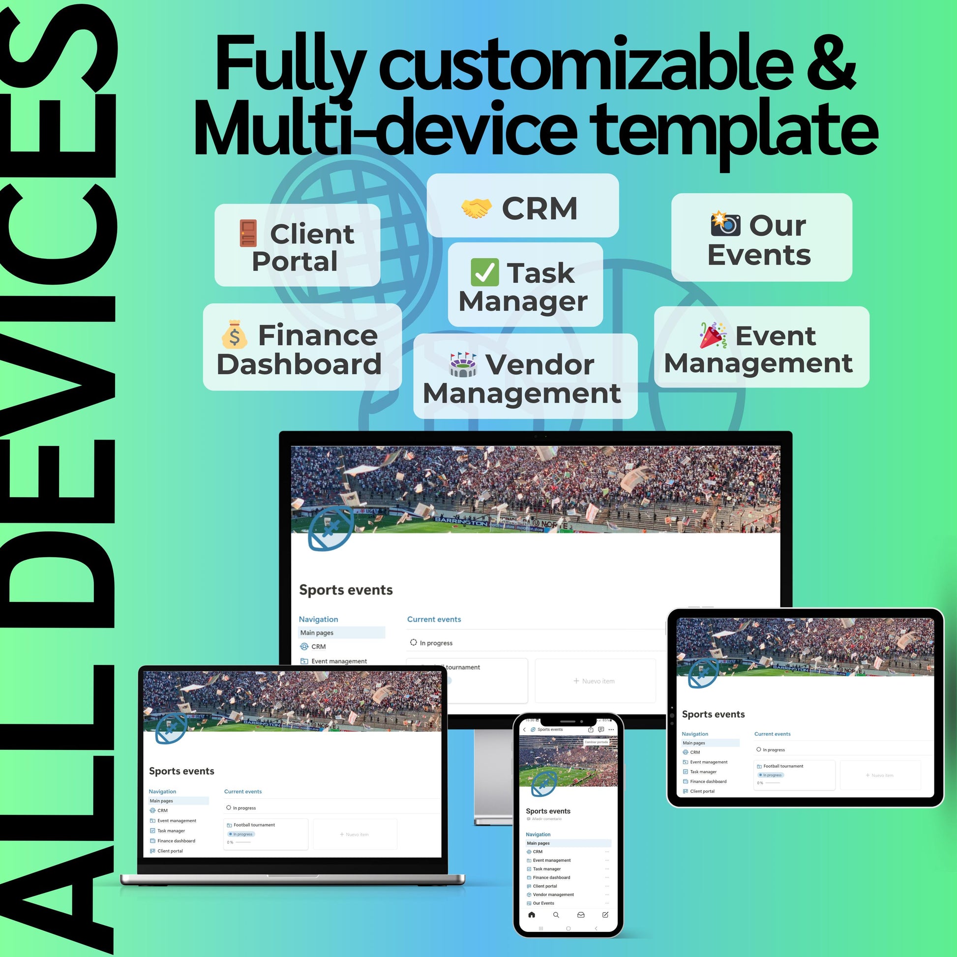Sports & Fitness Management Notion Template | Events, CRM & Budget